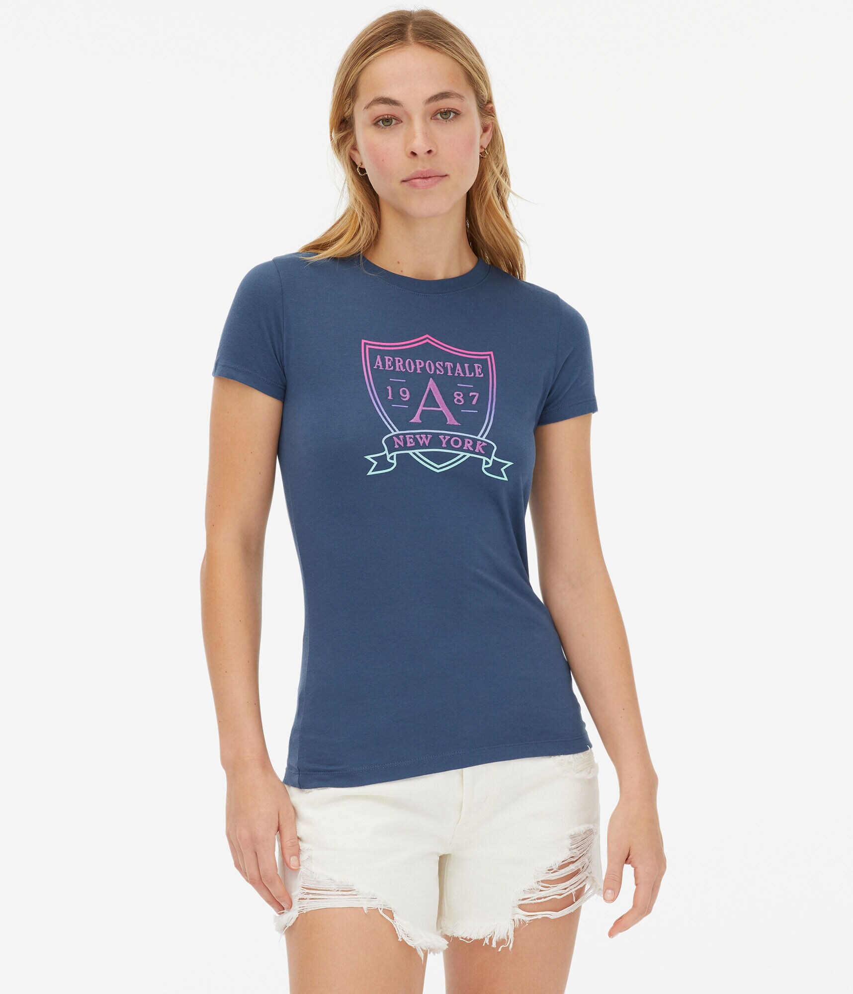 Aeropostale Ombr&eacute; Crest Graphic Tee