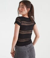 Textured Lace V-Neck Top