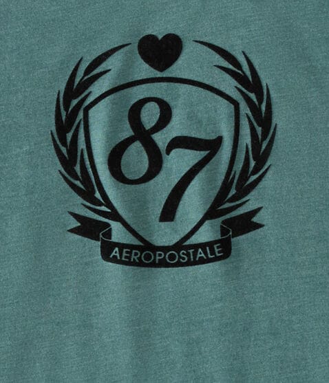 Aeropostale 87 Crest Flocked Graphic Tee Aeropostale 87 Crest Flocked Graphic Tee