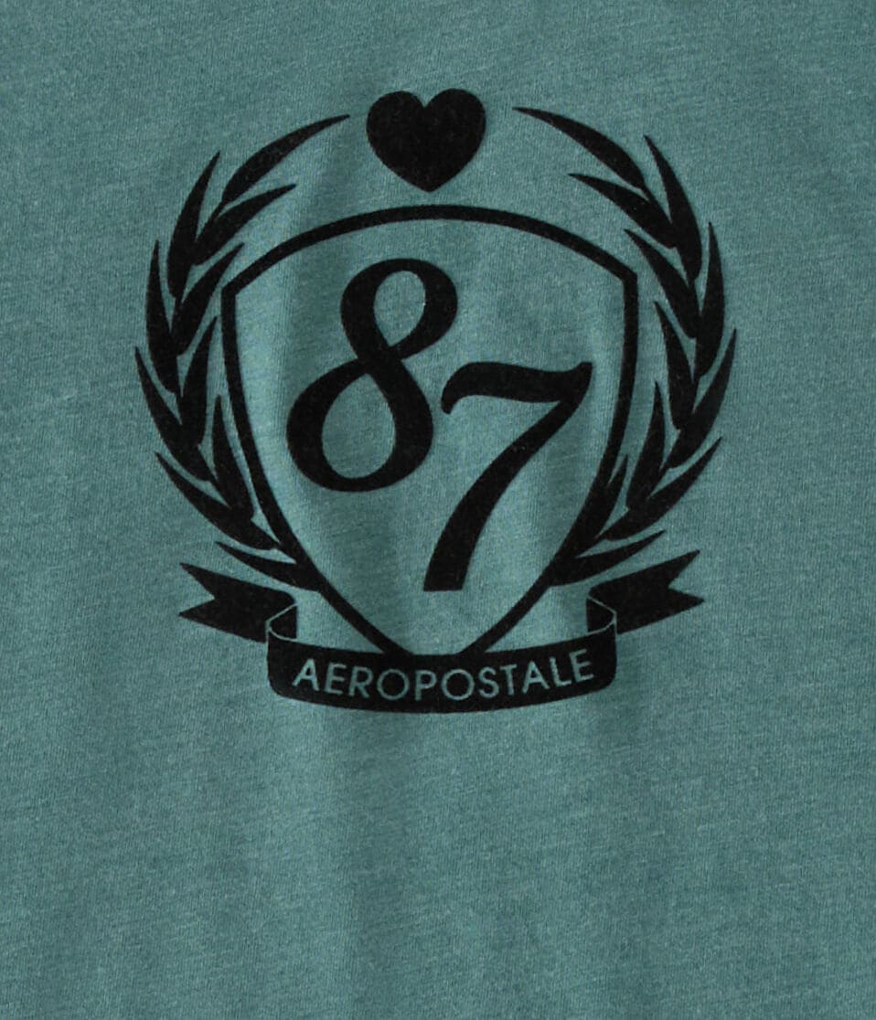 Aeropostale 87 Crest Flocked Graphic Tee