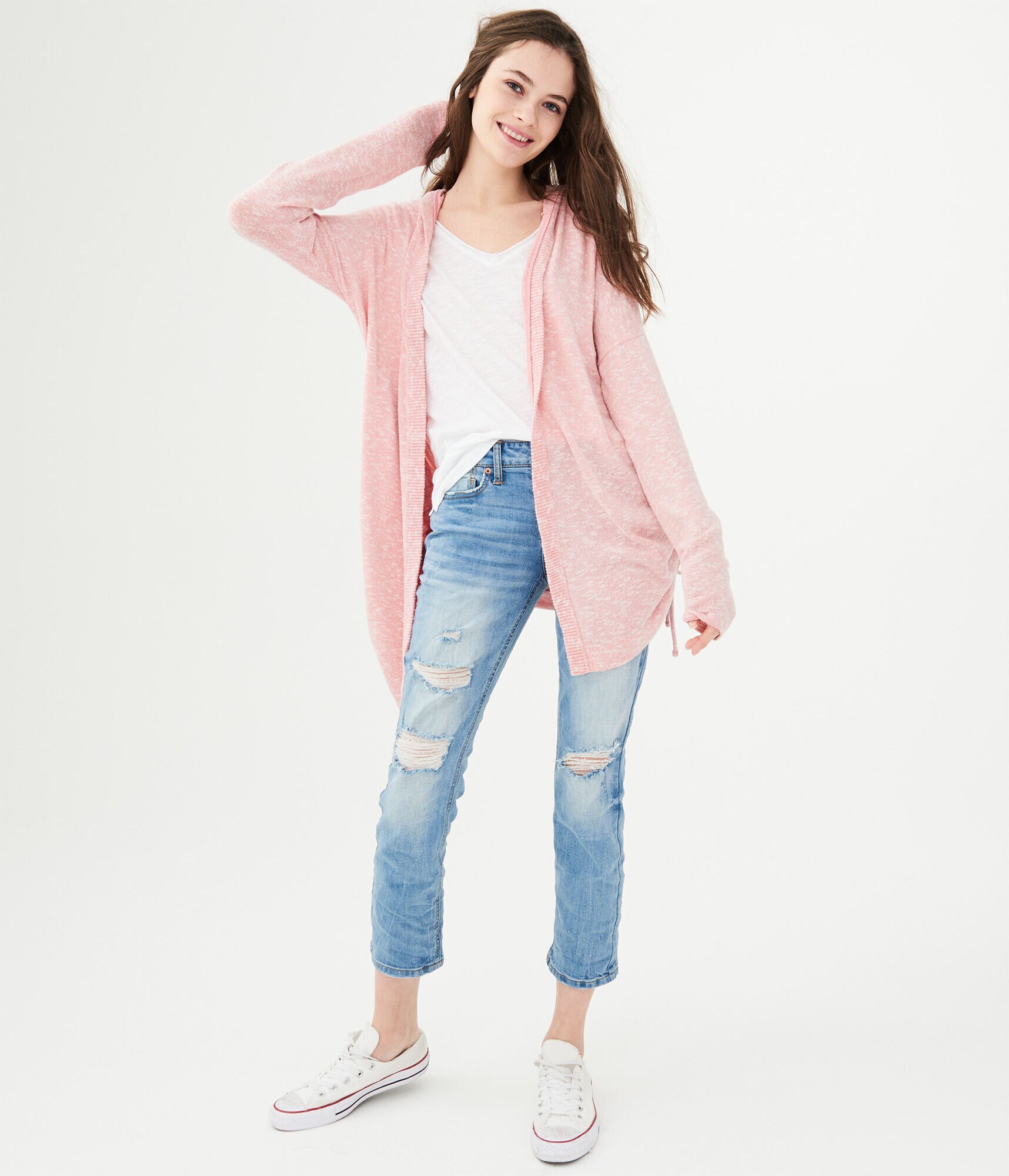 LLD Ruched Hooded Cardigan