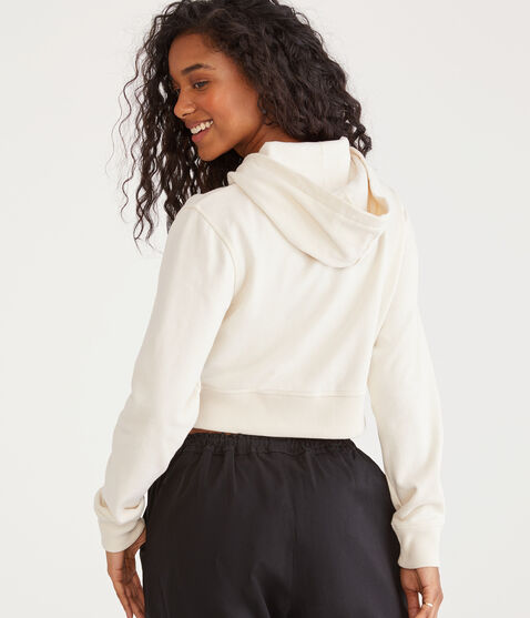 Solid Cropped Full-Zip Hoodie Solid Cropped Full-Zip Hoodie