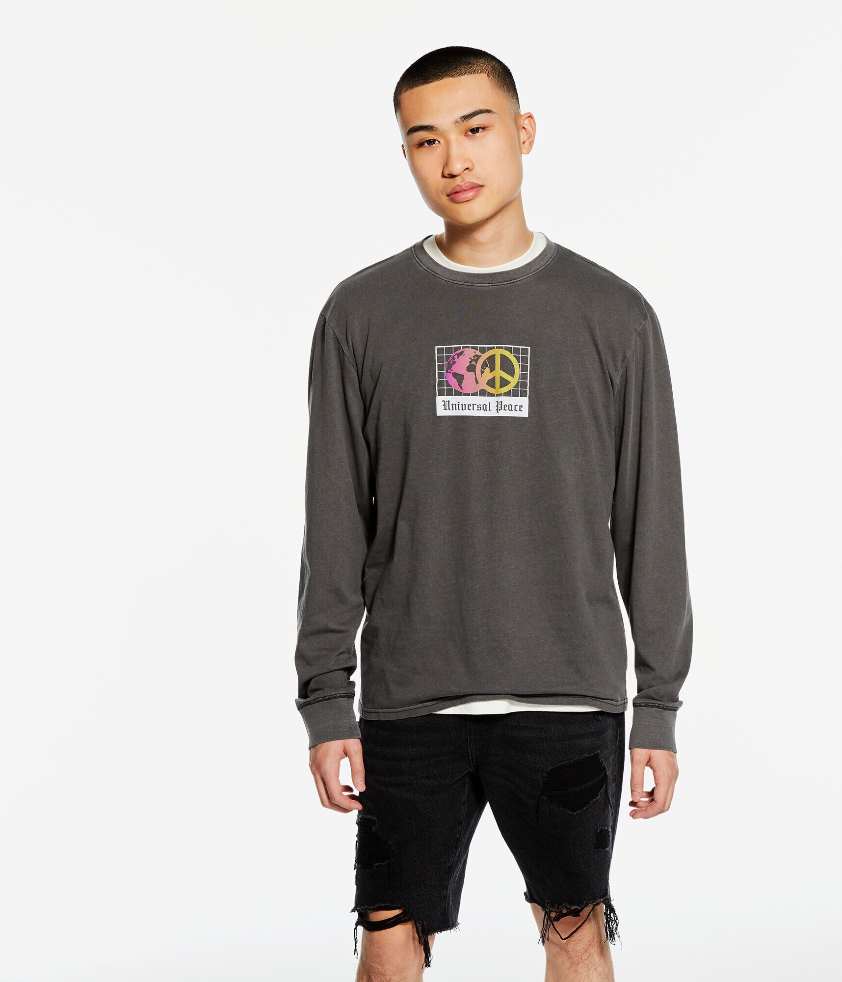 Long Sleeve Universal Peace Washed Graphic Tee