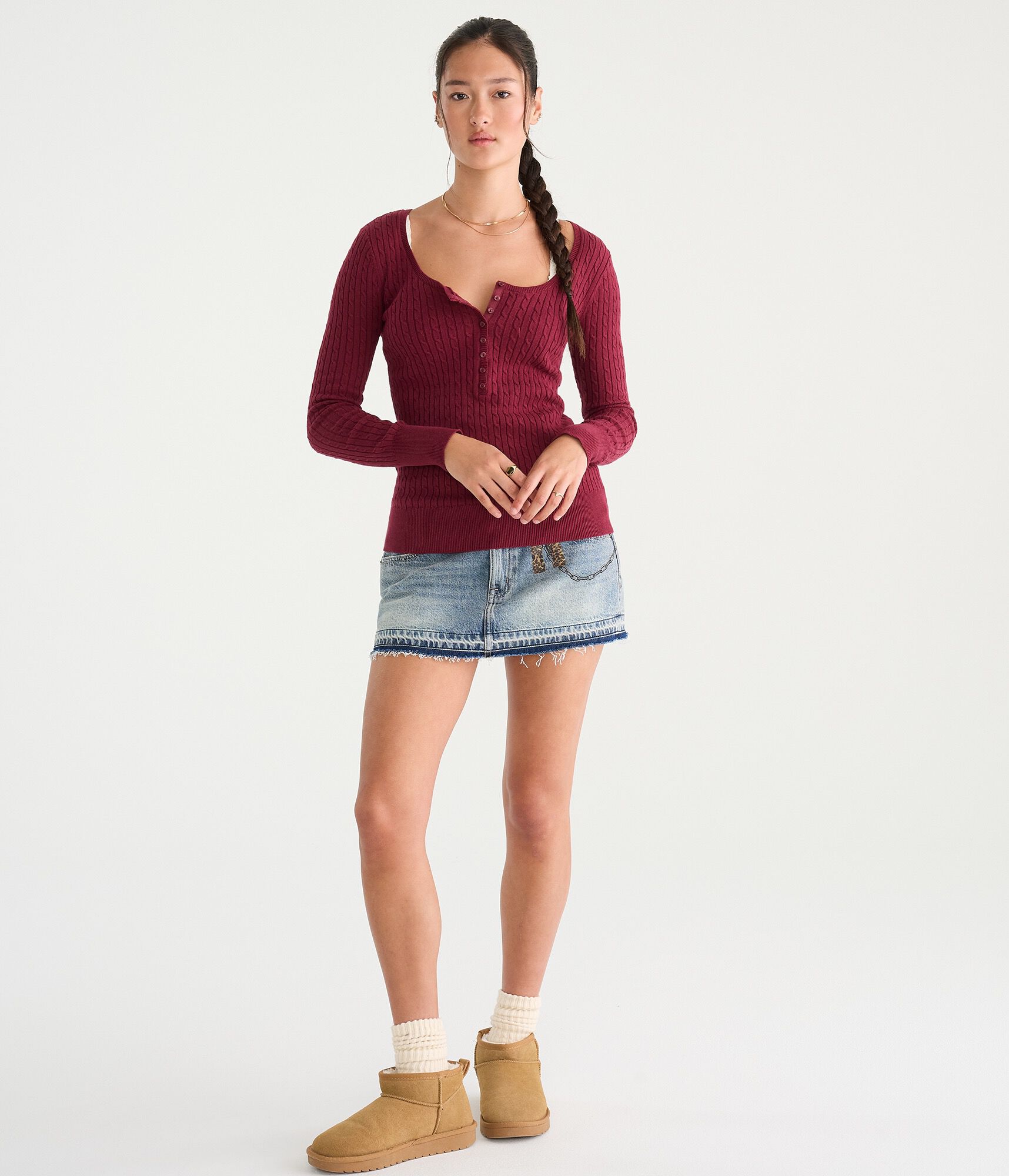 D&eacute;j&agrave; For Aero Long Sleeve Cable Henley