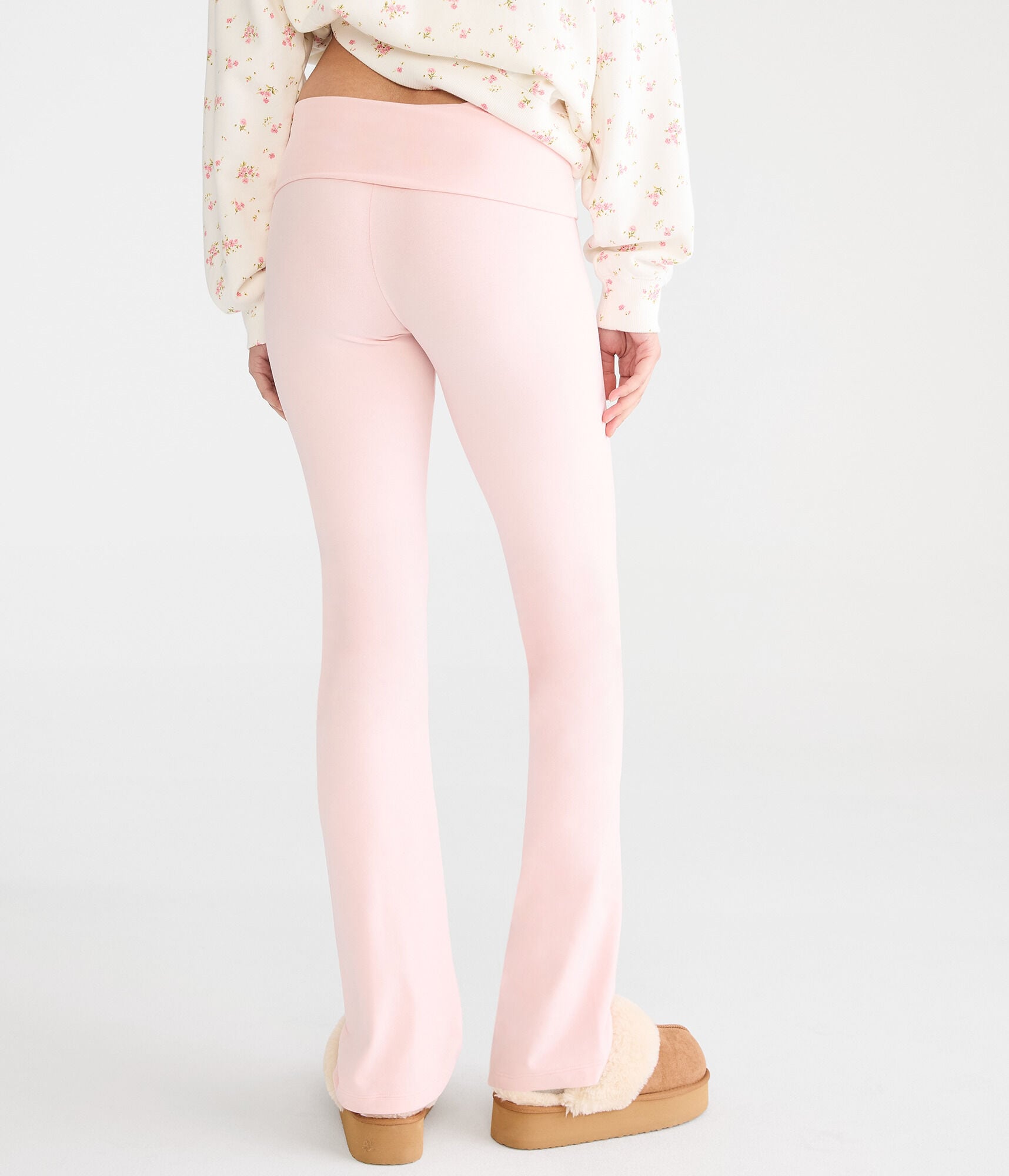 Mid-Rise Fold-Over Bootcut Pants
