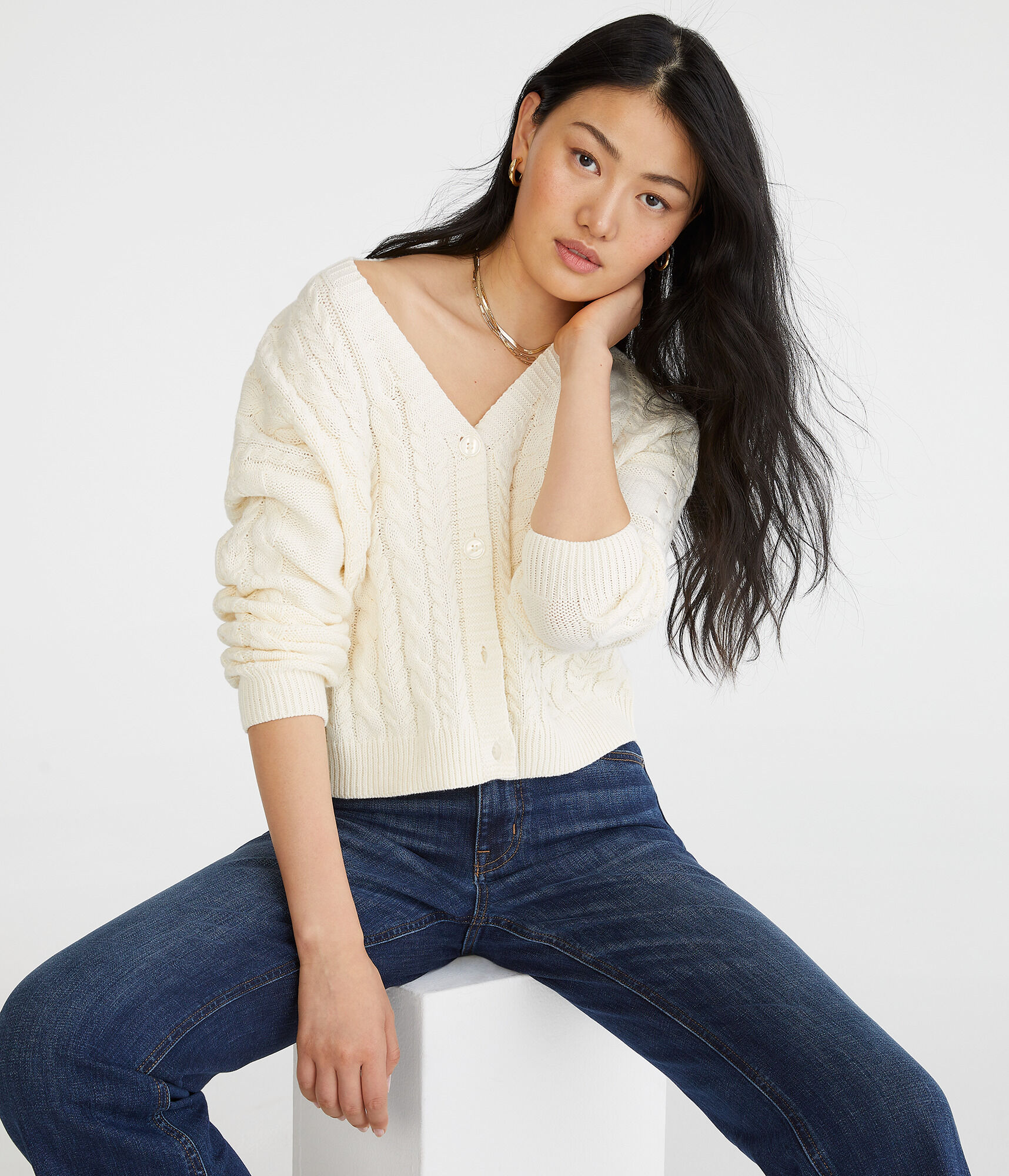 Long Sleeve Cable Knit Cardigan