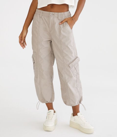 High-Rise Cropped Utility Cargo Pants