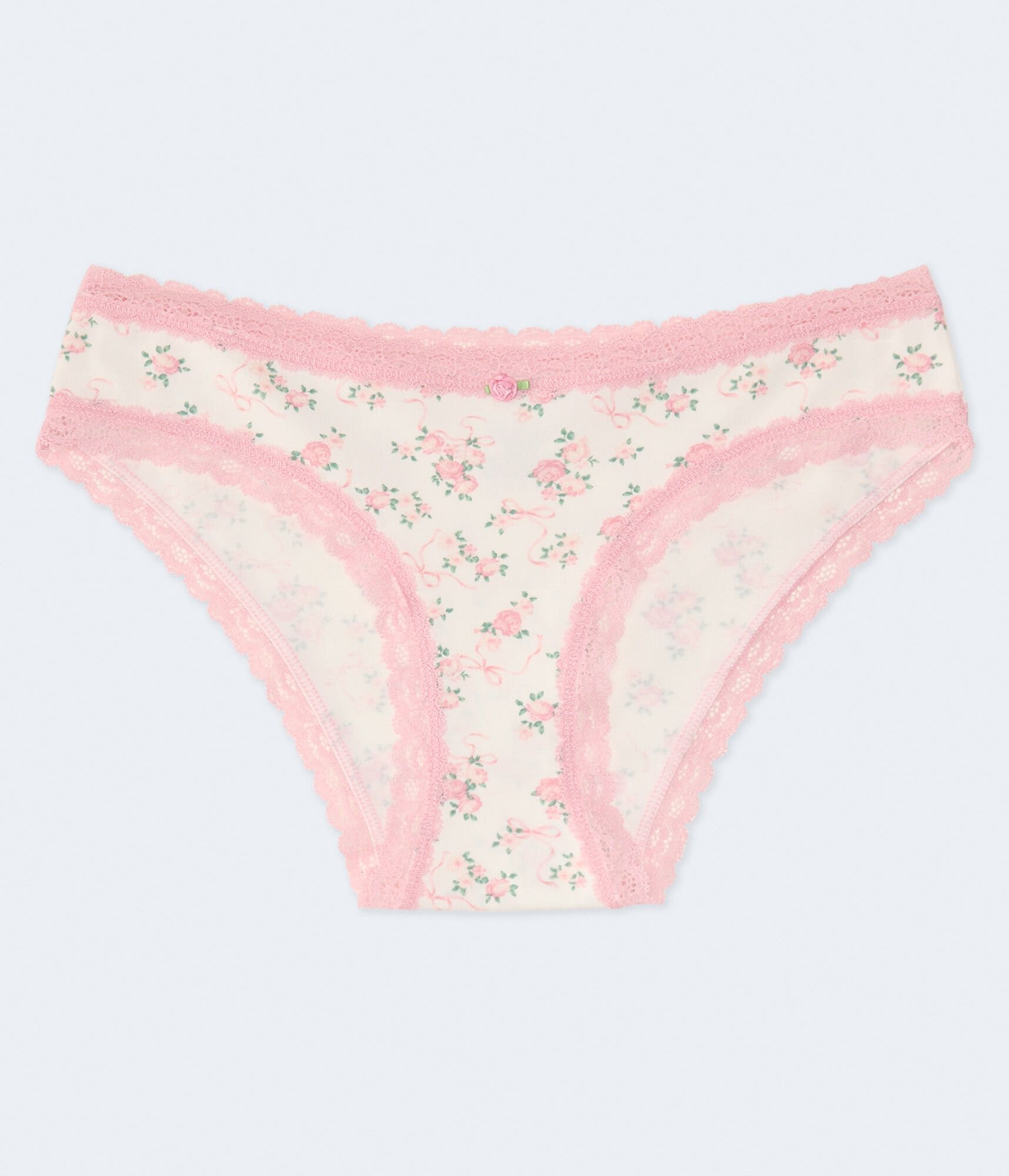 Floral Low-Rise Lace-Trim Bikini
