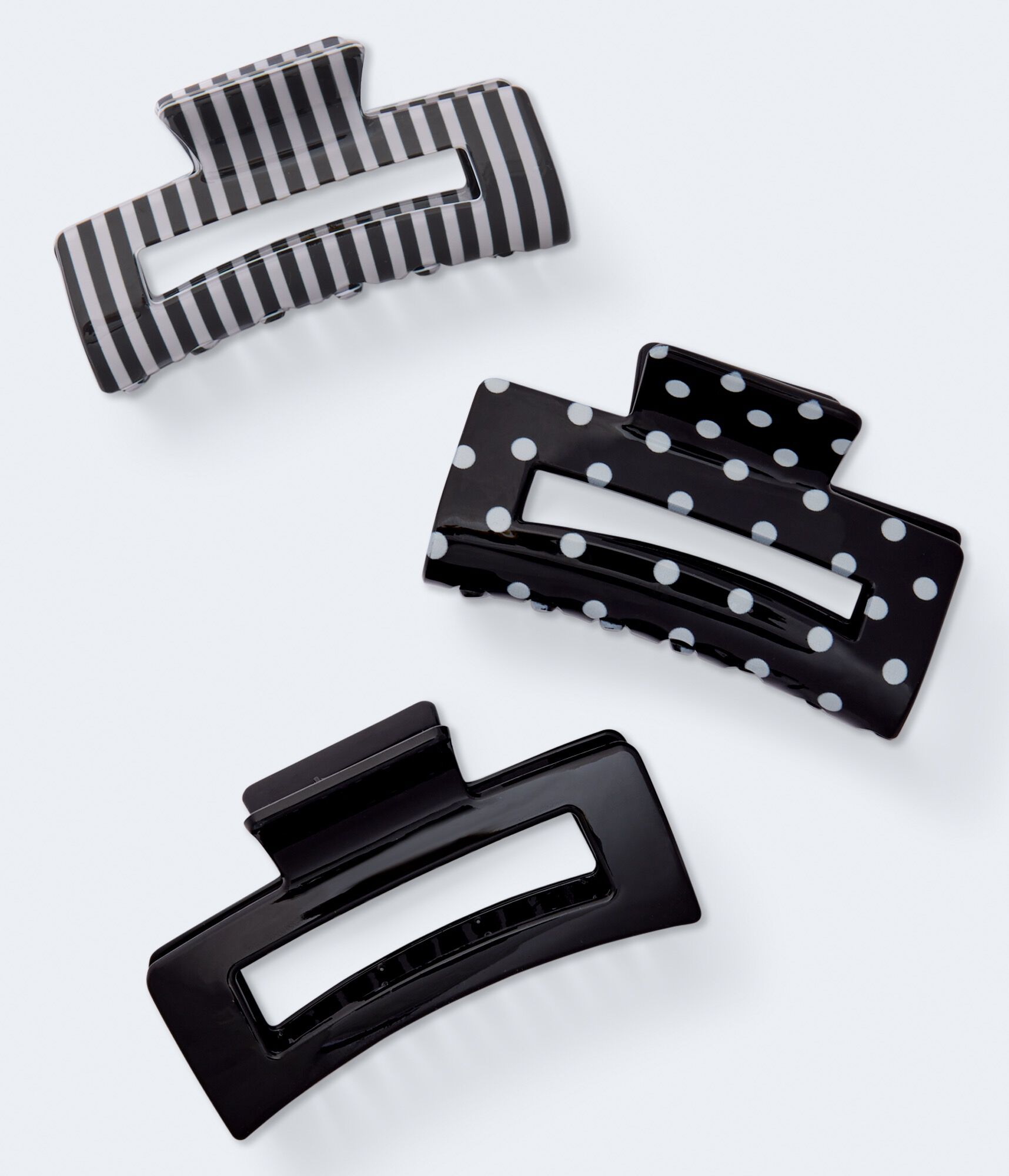 Open Rectangle Claw Hair Clip 3-Pack