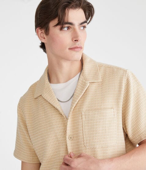 Short Sleeve Textured Stripe Shirt