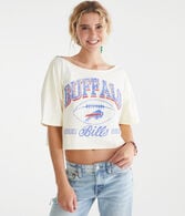 Buffalo Bills Cropped Off-The-Shoulder Graphic Tee