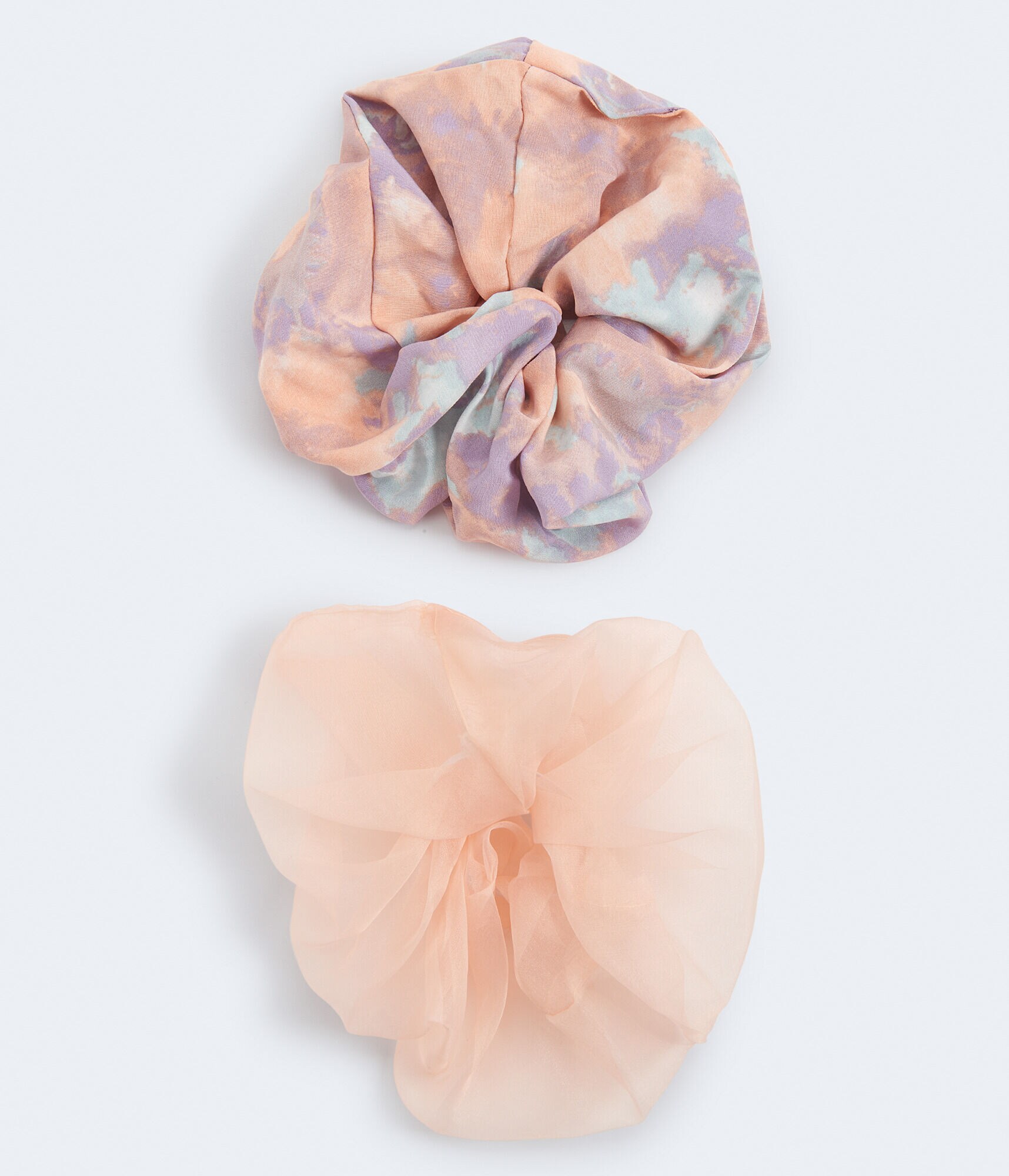 Tie-Dye &amp; Sheer Jumbo Scrunchie 2-Pack