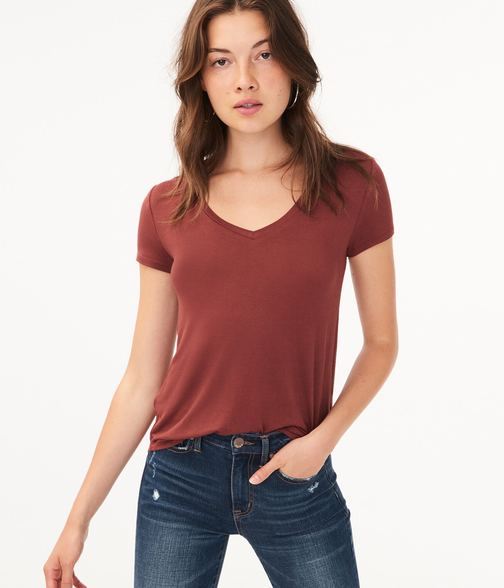 Solid V-Neck Tee