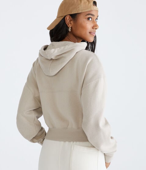 Solid Cropped Full-Zip Hoodie Solid Cropped Full-Zip Hoodie