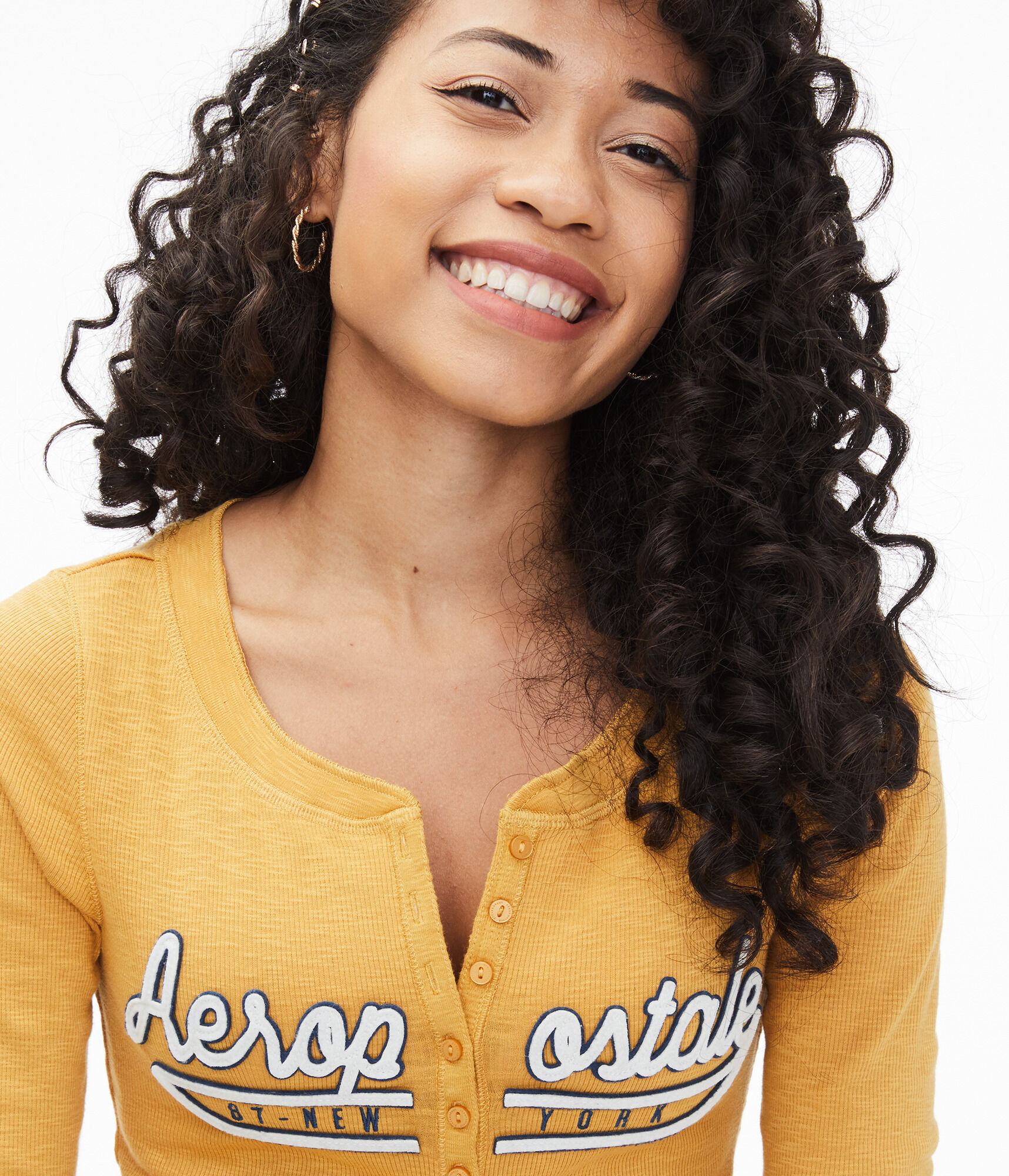 Long Sleeve Aeropostale Ribbed Graphic Henley