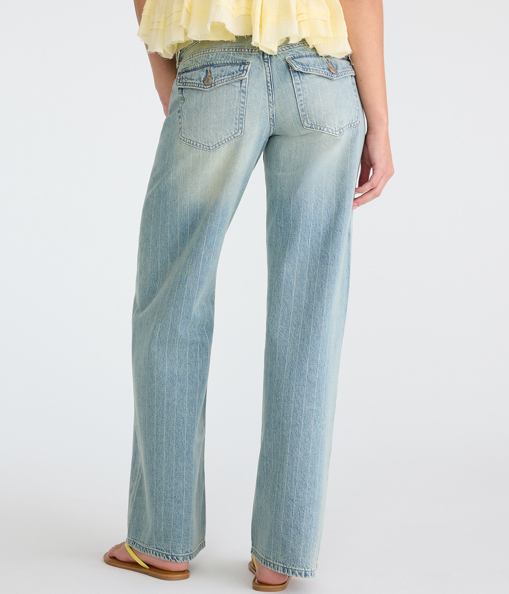 Super Low-Rise Baggy Wide Leg Pinstripe Jean