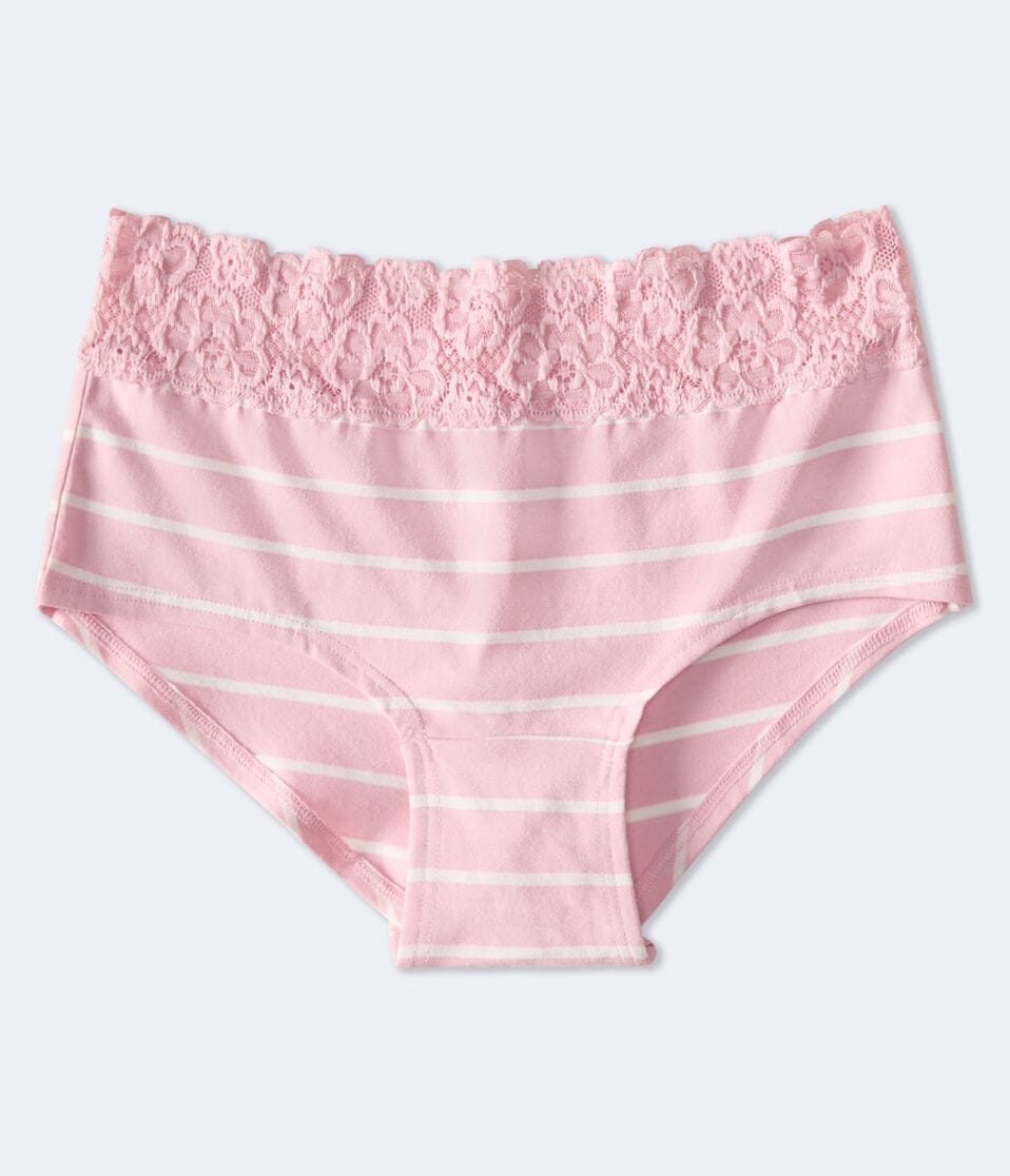 Striped Lace-Trim Boyshort