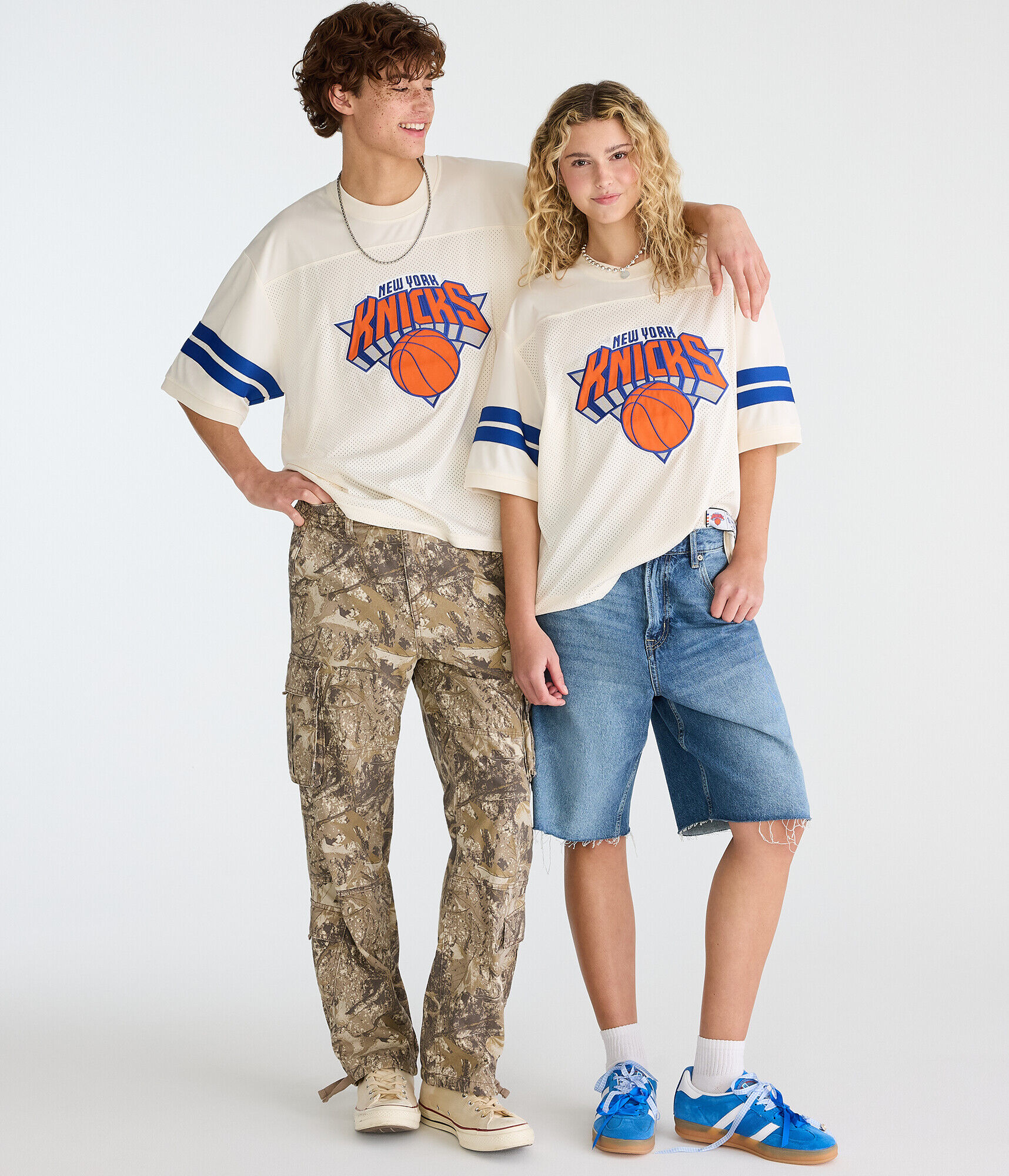 New York Knicks Sleeve Stripes Mesh Top