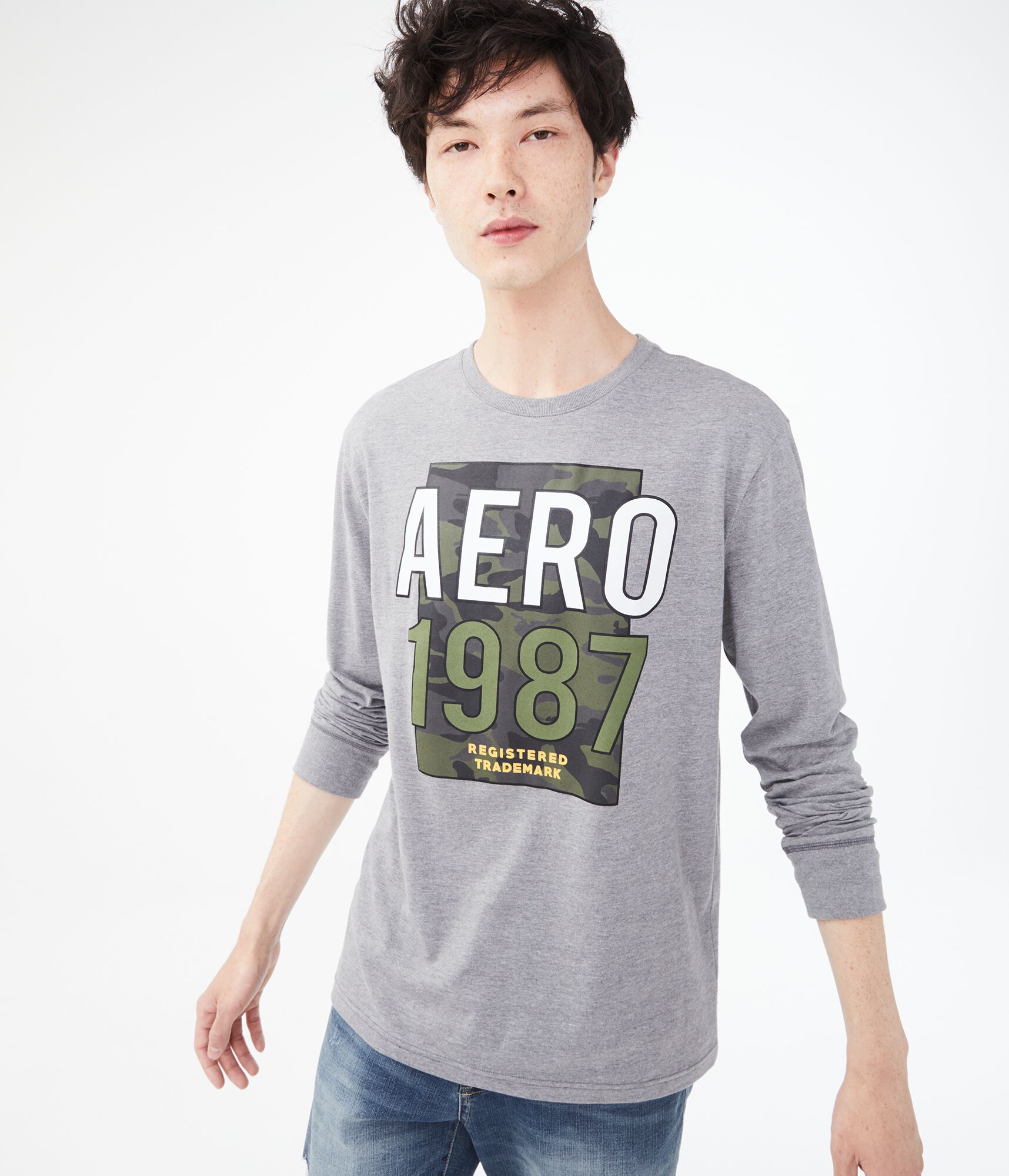 Long Sleeve Aero Camo Trademark Graphic Tee***