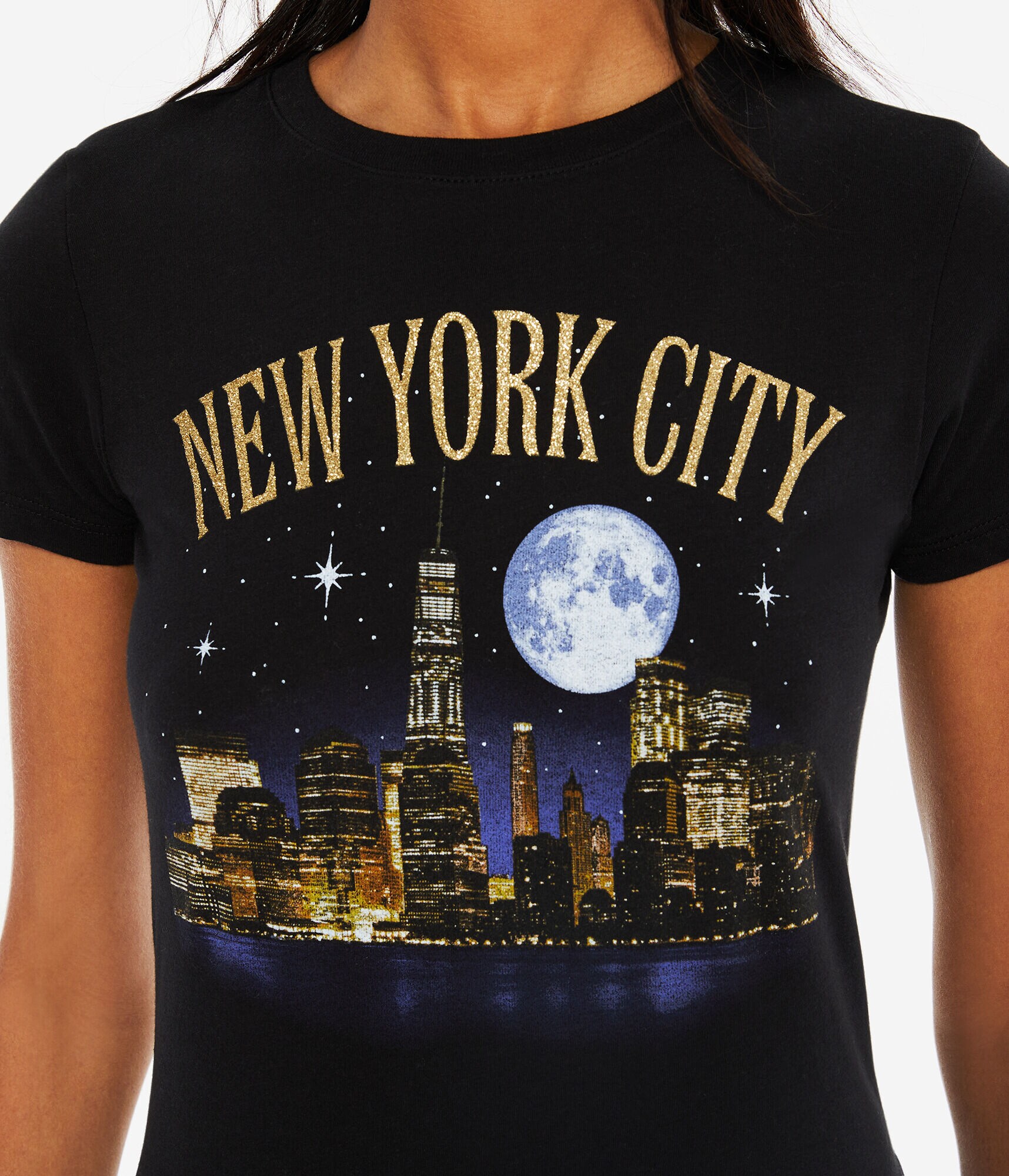 New York City Skyline Glitter Graphic Tee