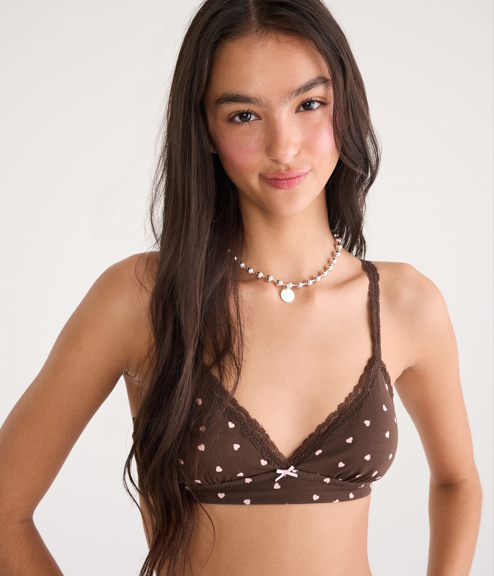 Hearts Lace Triangle Bralette