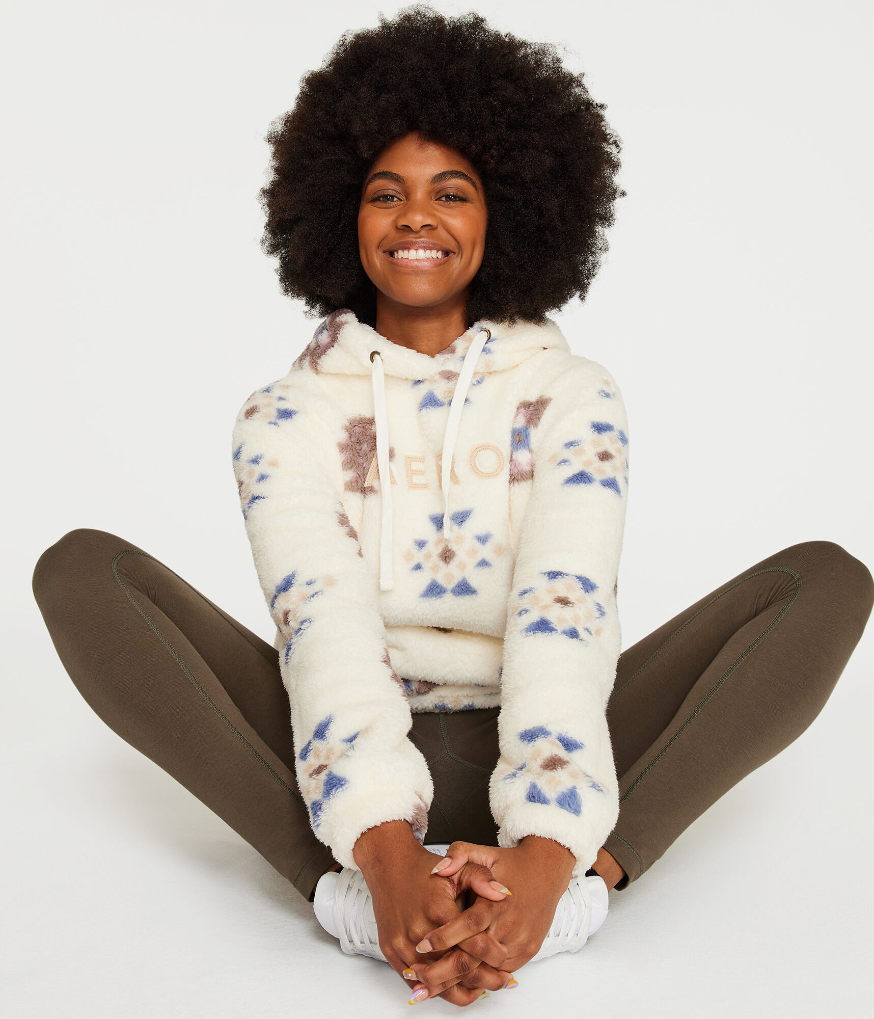 Aero Geometric Sherpa Fleece Pullover Hoodie