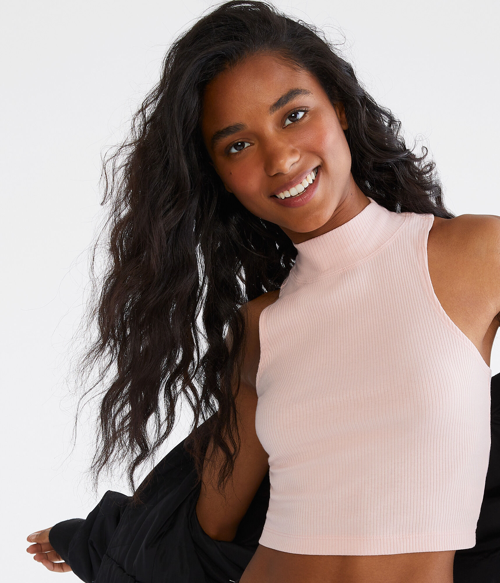 Cropped Mock-Neck Tank