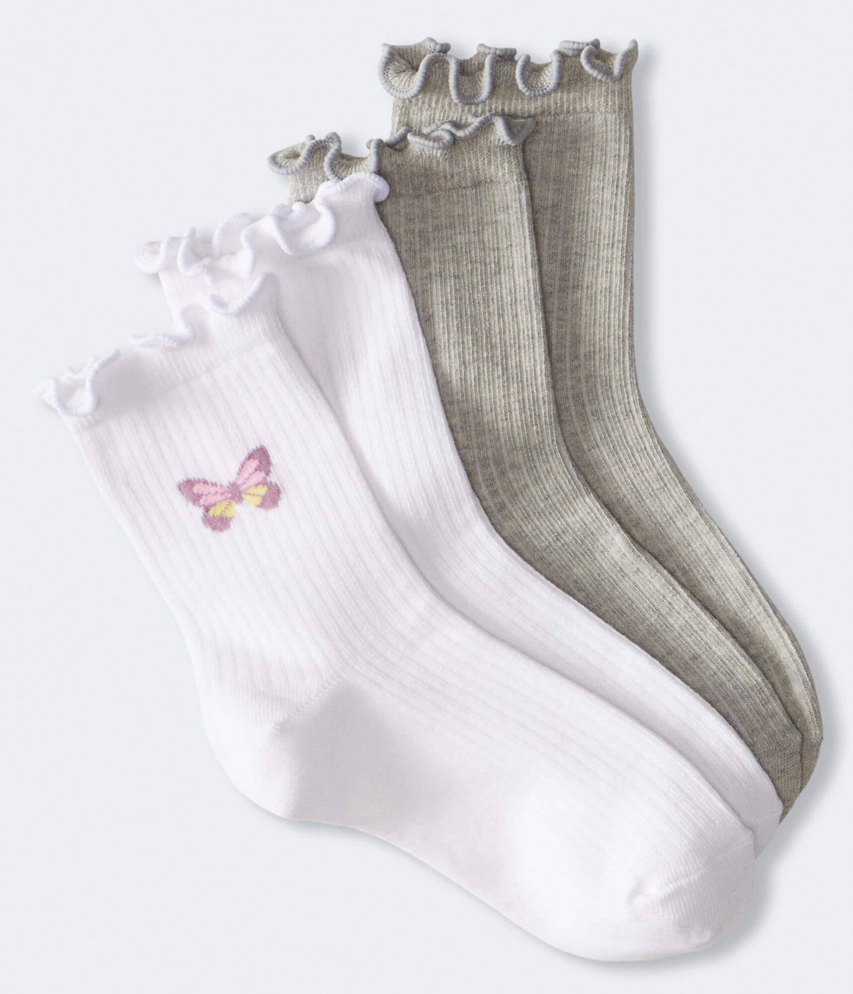 Butterfly Lettuce-Trim Crew Sock 2-Pack