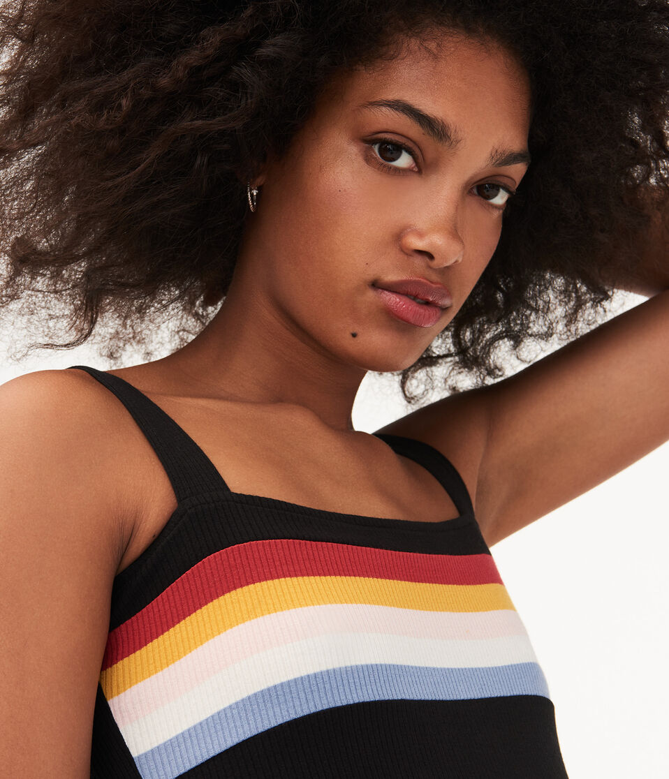 Seriously Soft Rainbow Stripe Square-Neck Bodycon Dress Seriously Soft Rainbow Stripe Square-Neck Bodycon Dress