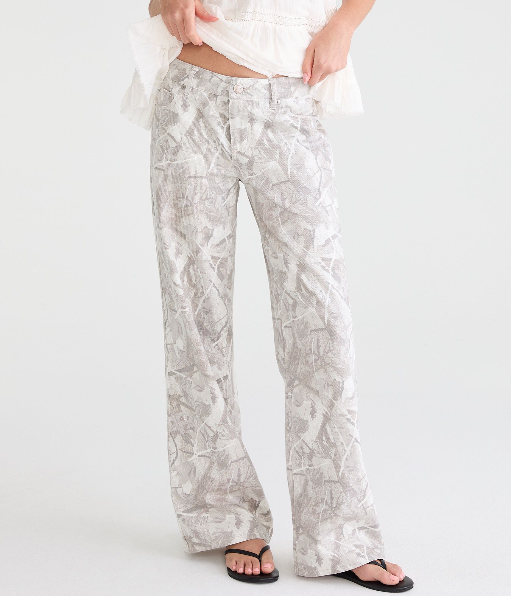 Low-Rise Baggy Wide Leg Forest Camo Jean