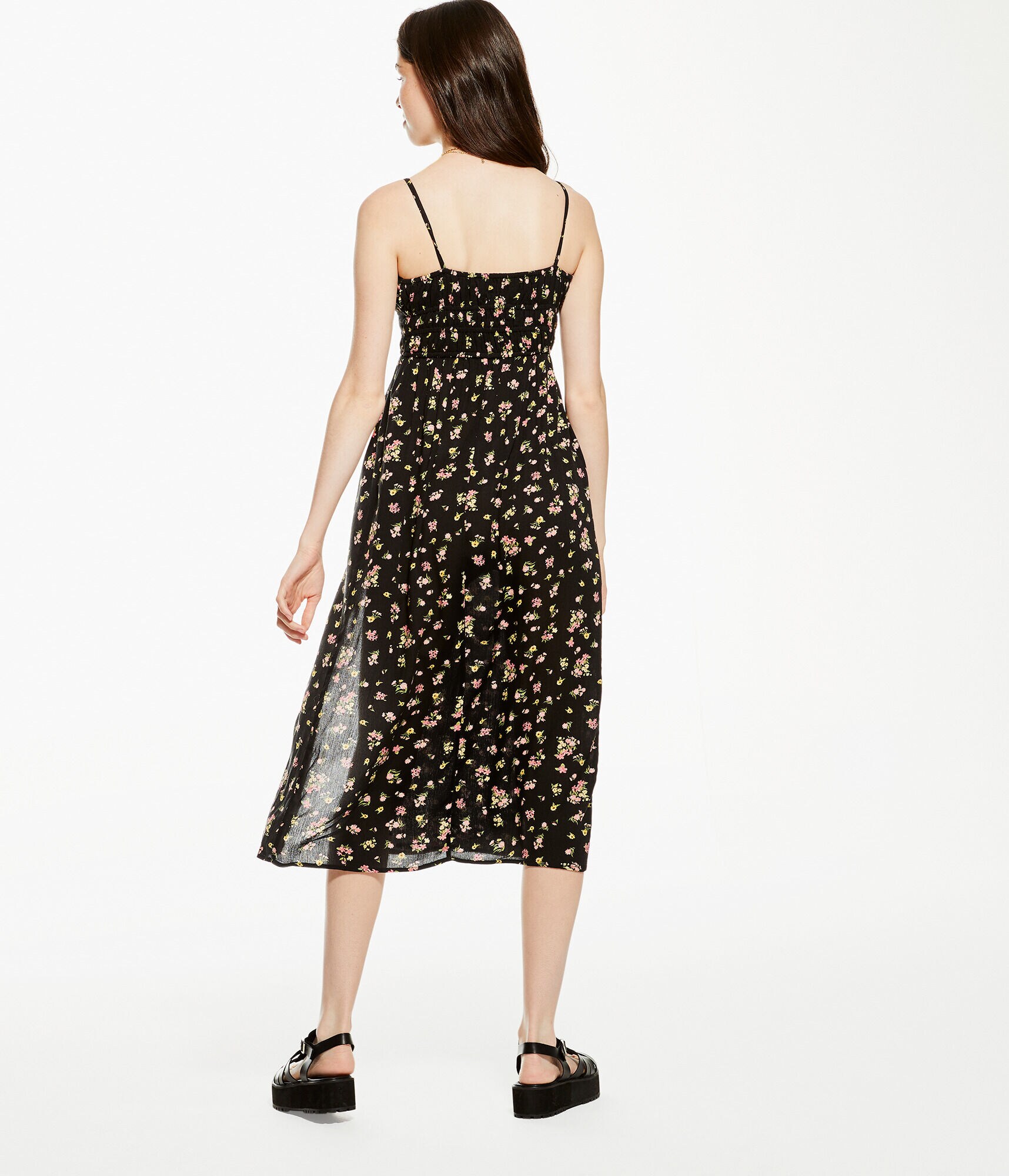 Floral Notch-Neck Midi Dress