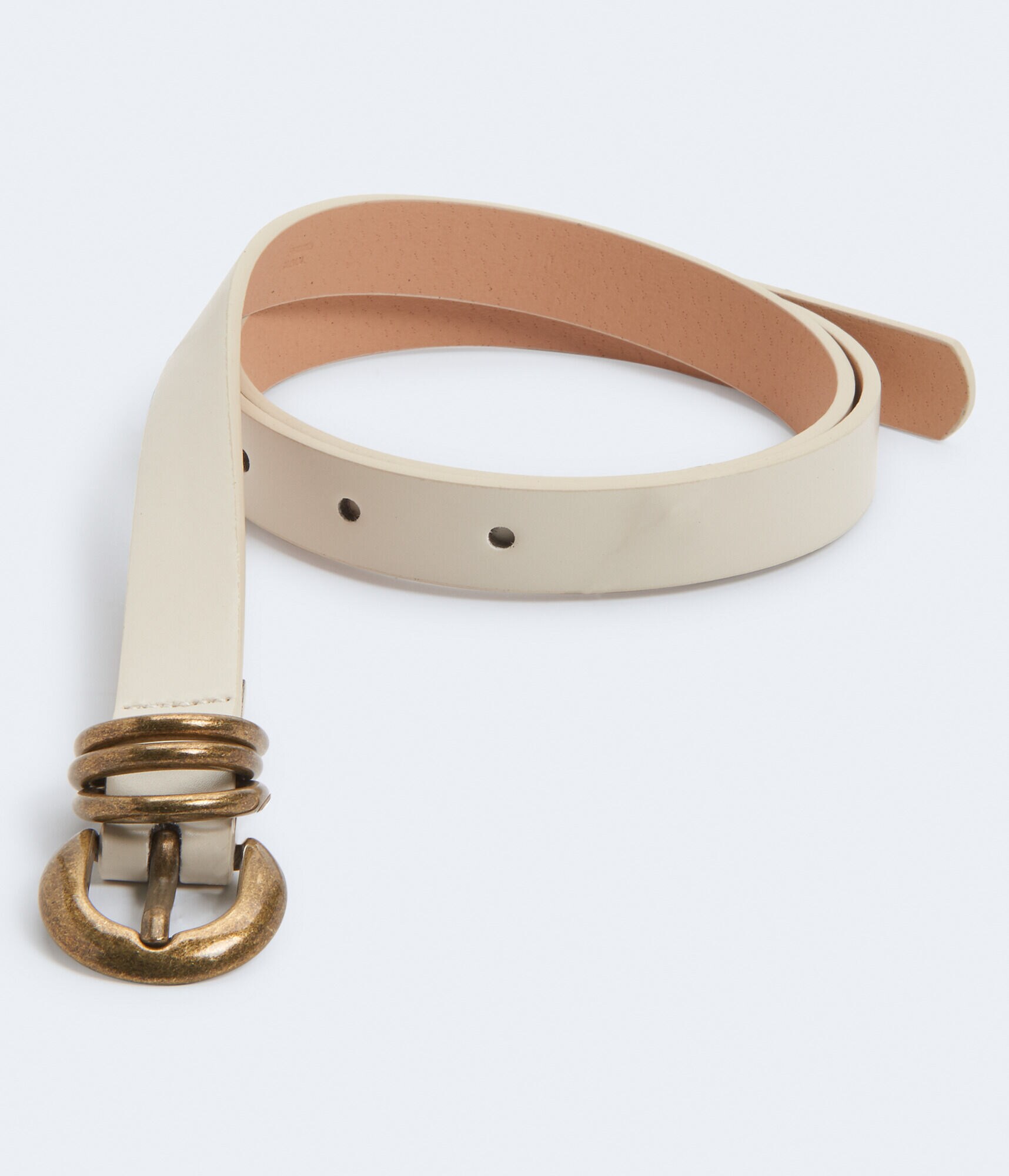 Faux Leather Triple-Loop Skinny Belt