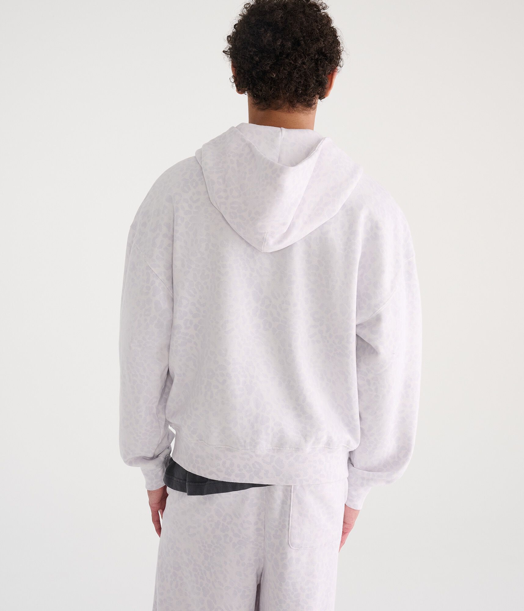 Cloud Soft Snow Leopard Print Boxy Full-Zip Hoodie