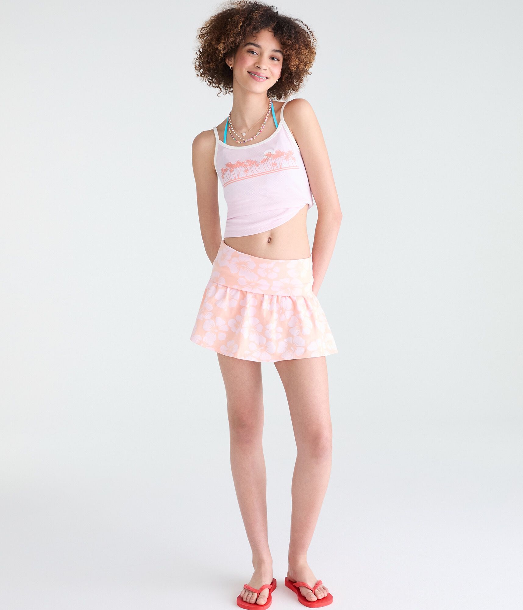 Roxy Hibiscus Fold-Over Mini Skirt