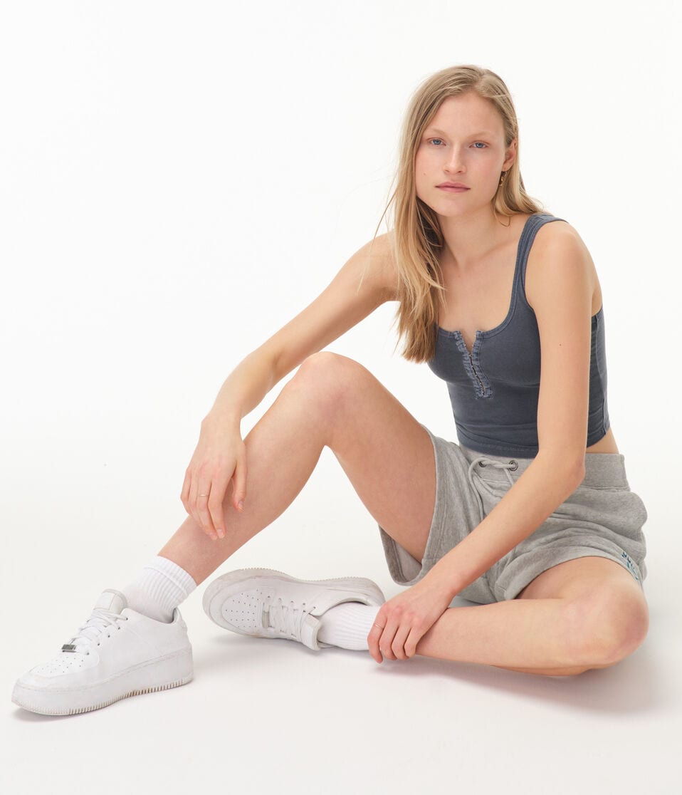 Seriously Soft Hook-And-Eye Cropped Scoop-Neck Tank