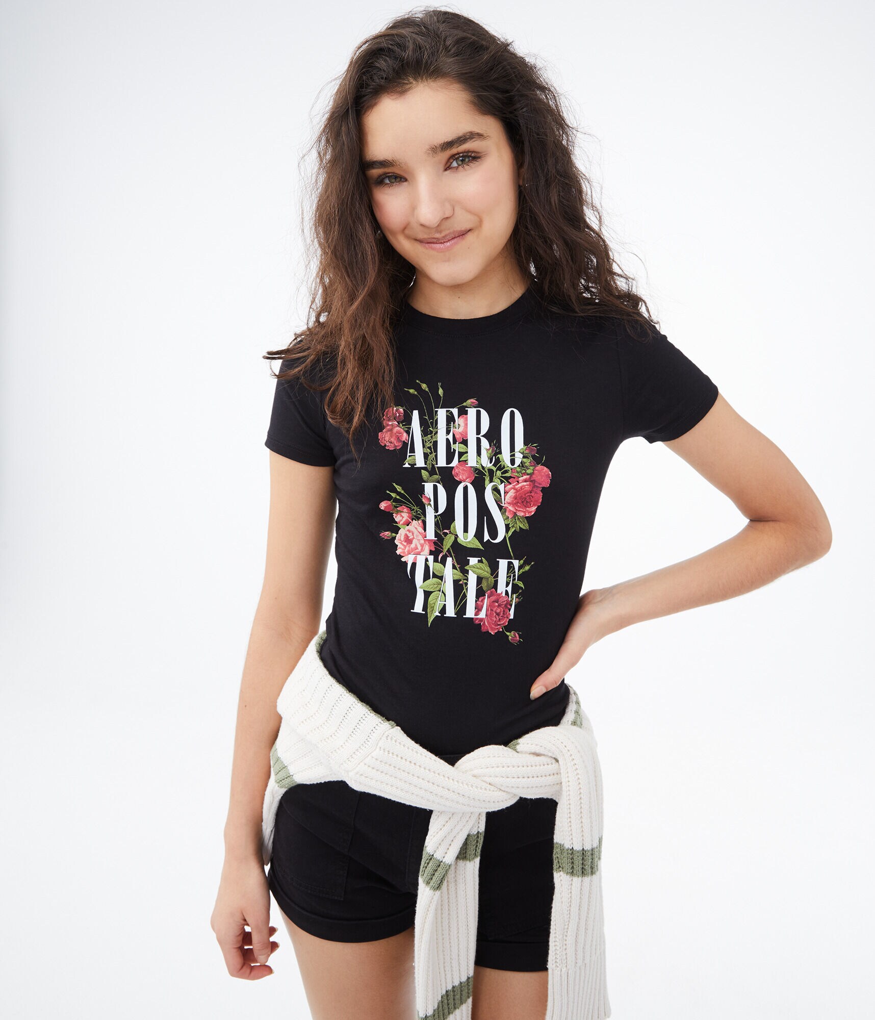 Stacked Aeropostale Floral Graphic Tee