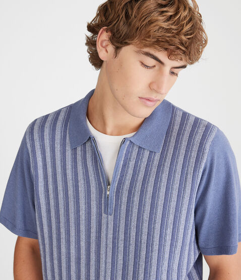 Vertical Stripe Quarter-Zip Sweater Polo Vertical Stripe Quarter-Zip Sweater Polo