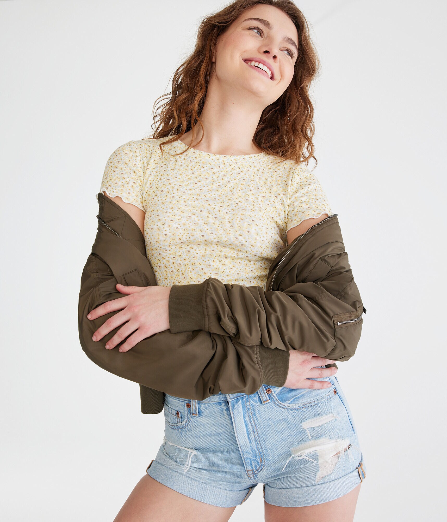 High-Rise Denim Mom Shorts