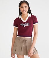 New York Cropped Graphic Sweater Polo