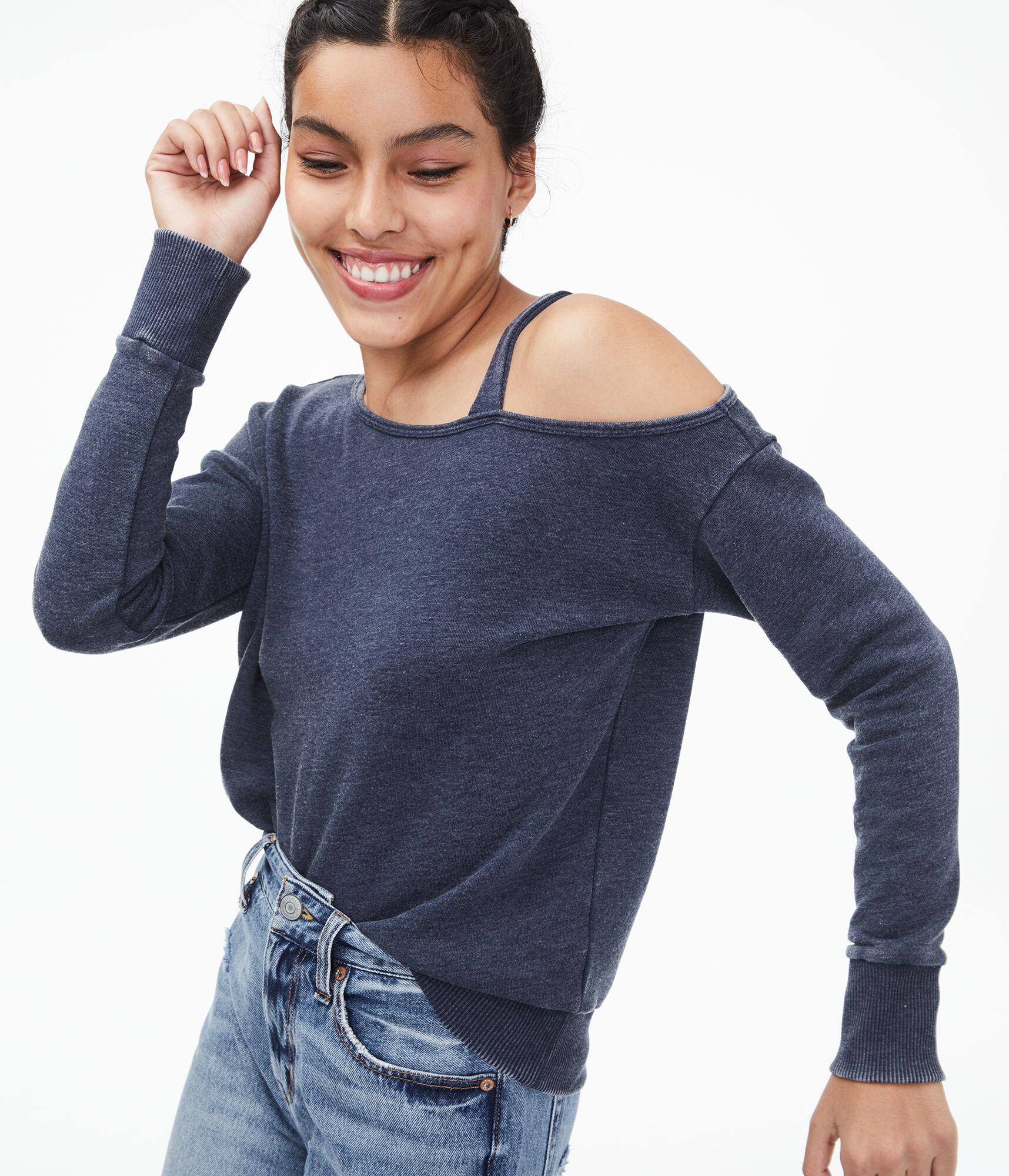 one shoulder sweatshirt