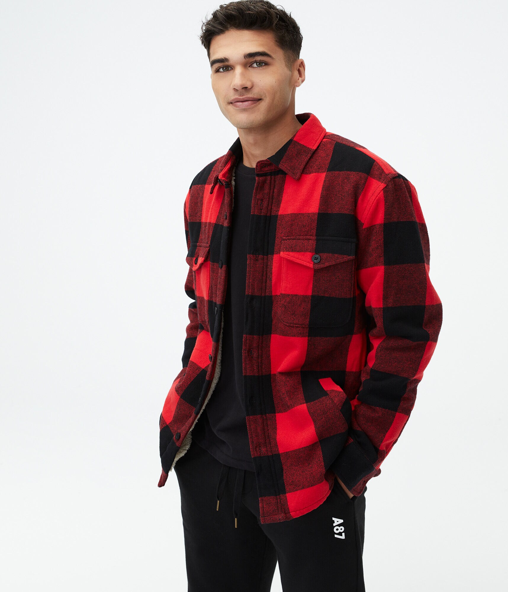 Buffalo Plaid Sherpa-Lined Shacket