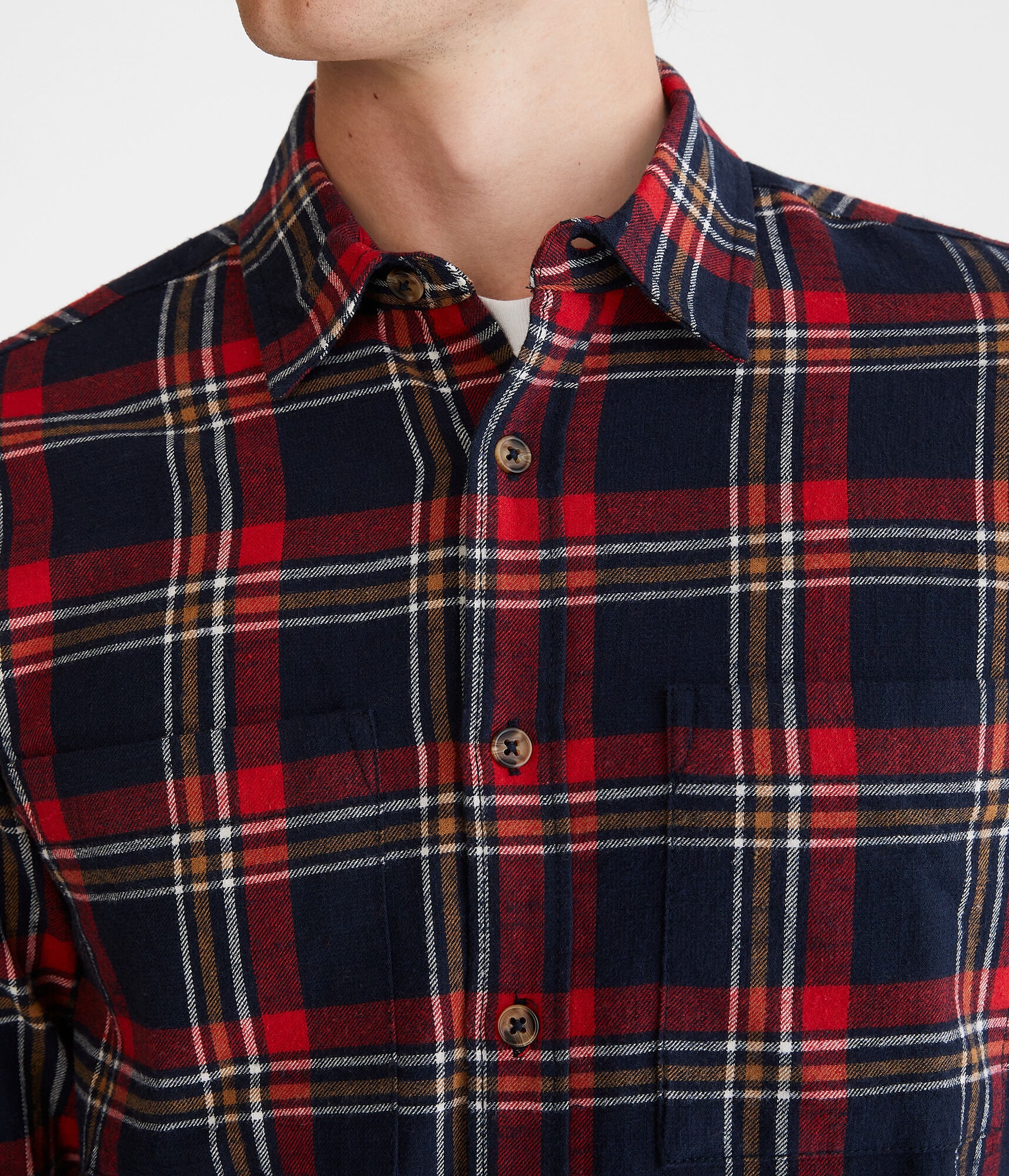 Long Sleeve Relaxed Plaid Slub Flannel Shirt