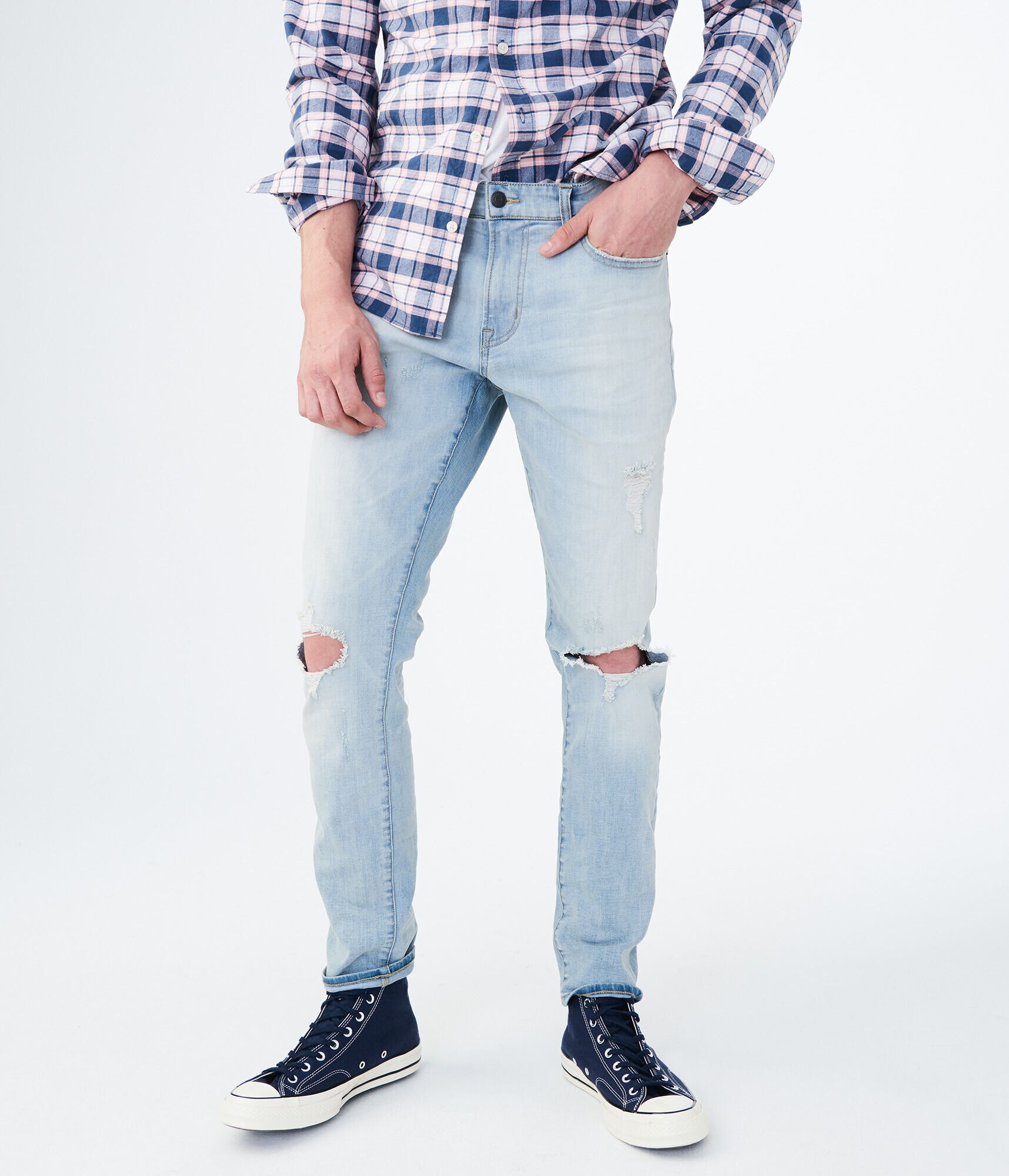 Super Skinny Light Wash Destroyed Stretch Jean