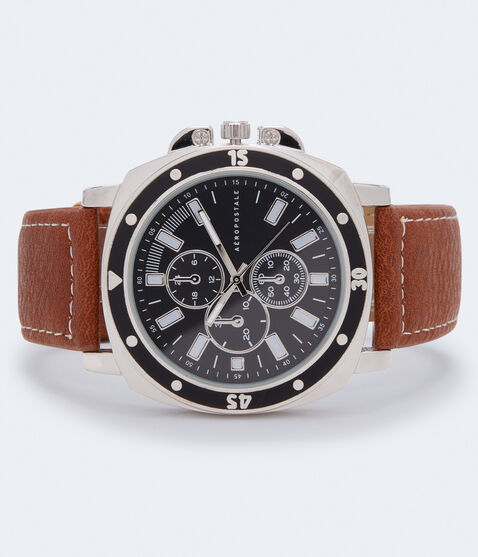 Chrono Analog Faux Leather Watch Chrono Analog Faux Leather Watch