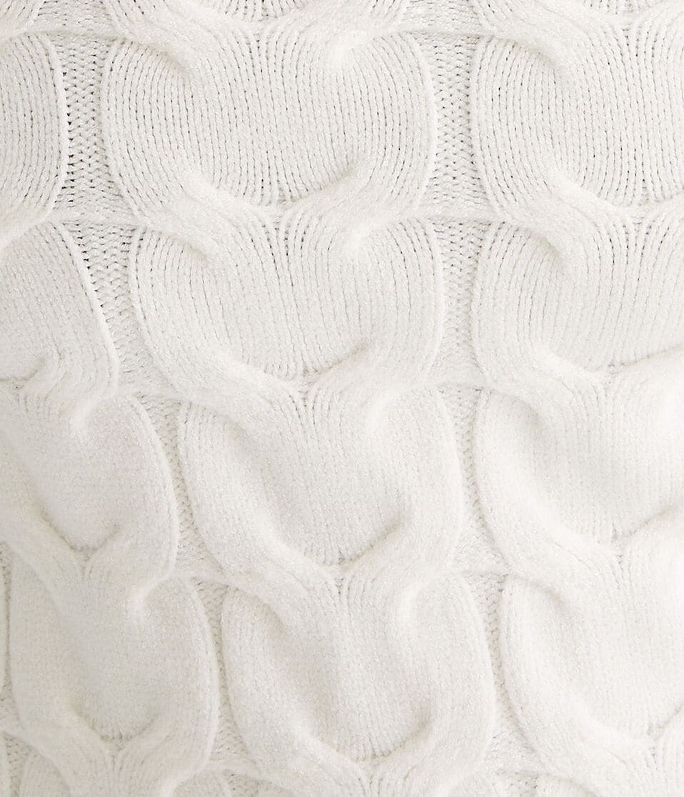 Cable Cropped Off-The-Shoulder Sweater