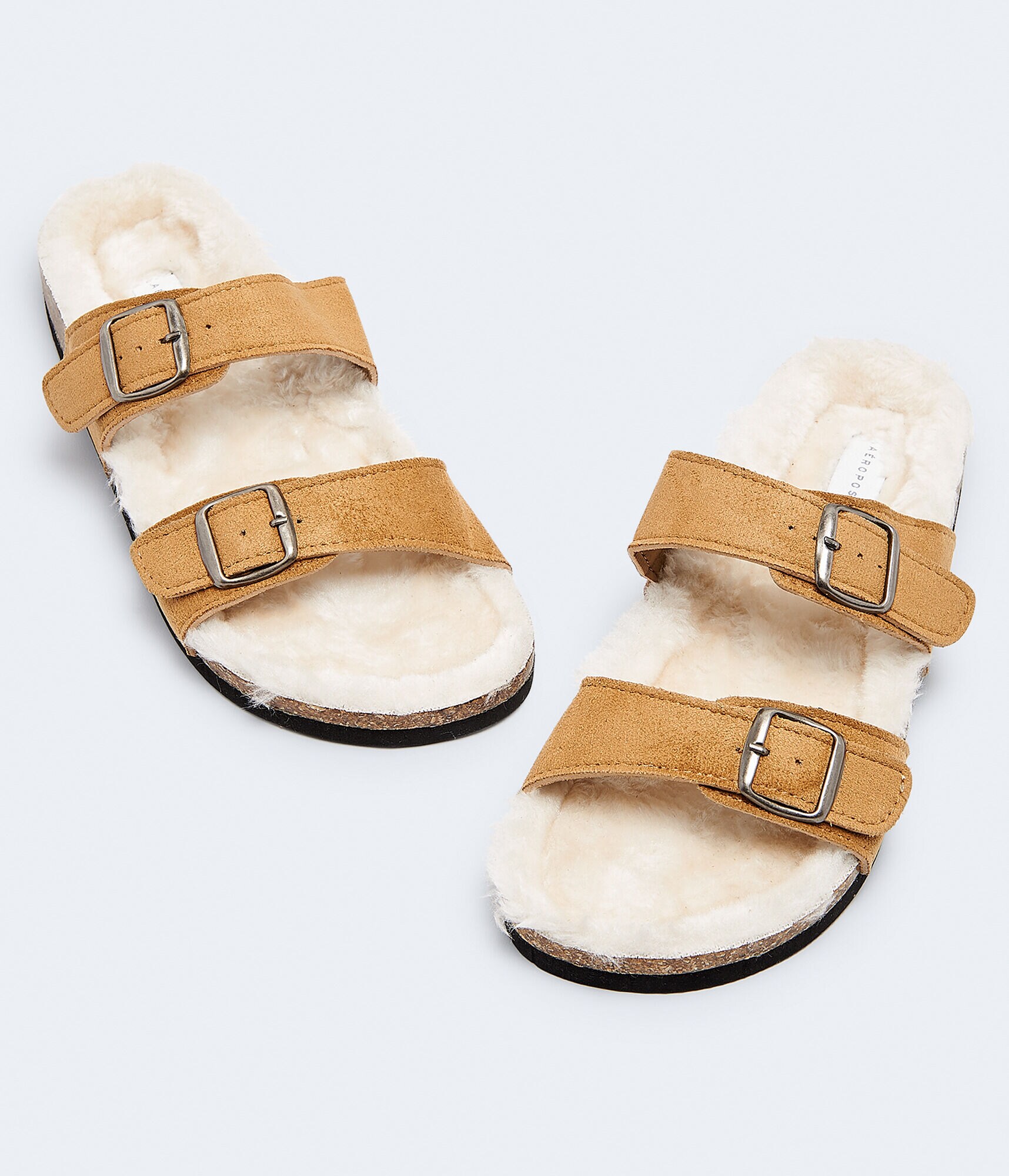 two strap fur slides