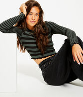 Long Sleeve Striped Shrunken Tee