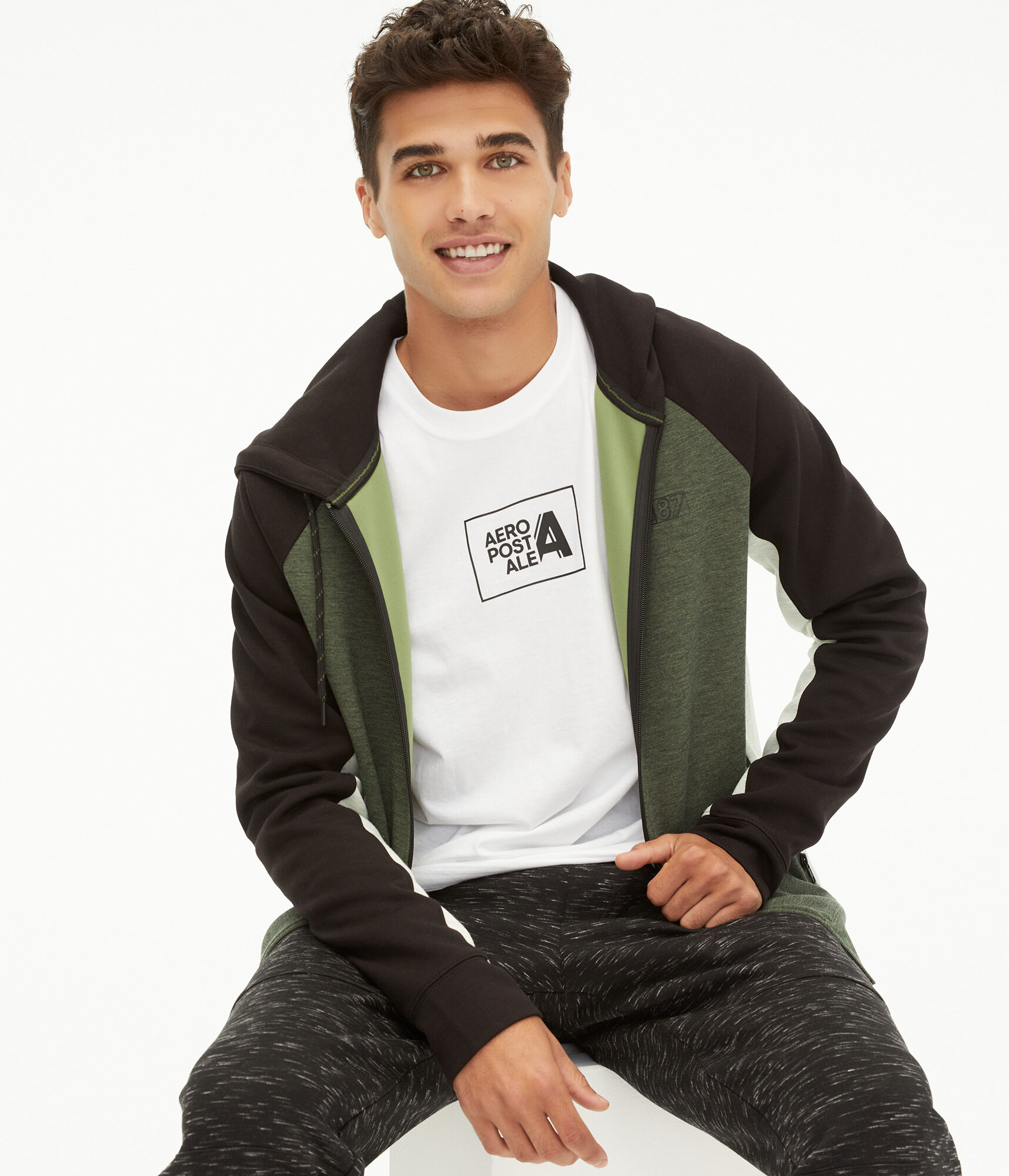 Long Sleeve Aeropostale Box Logo Graphic Tee