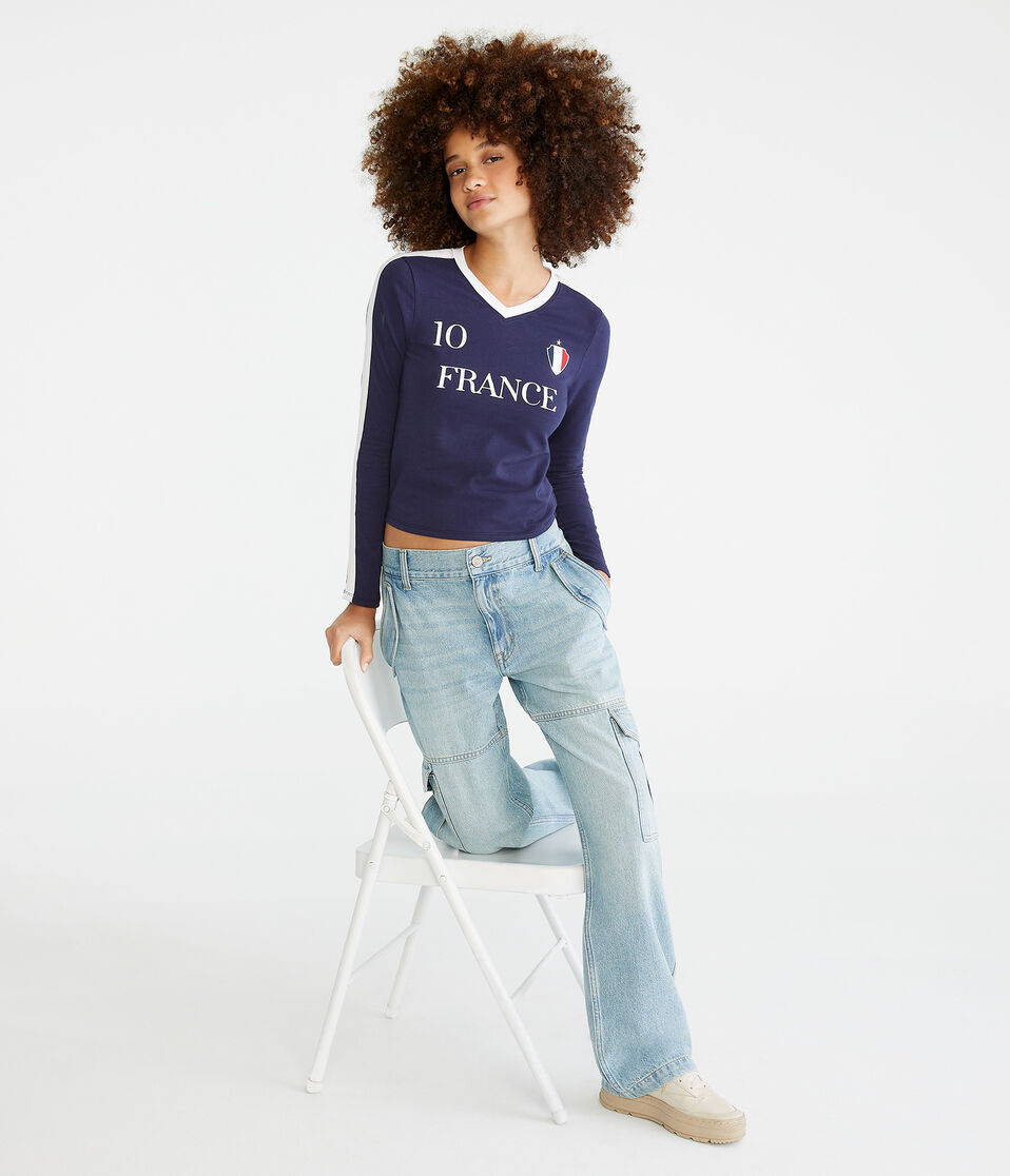 Long Sleeve France Graphic Baby Tee