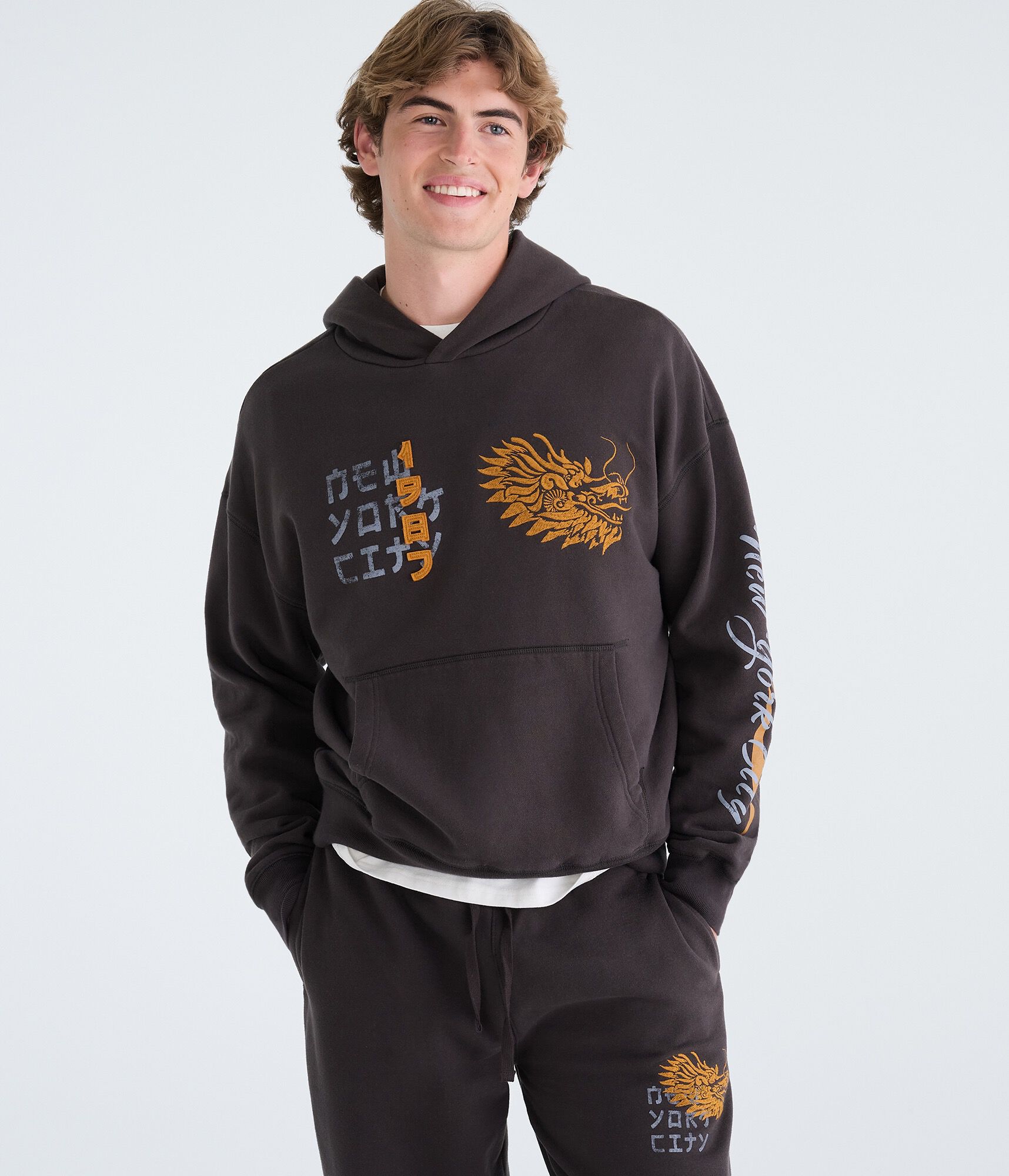 Cloud Soft New York City Dragon Boxy Pullover Hoodie